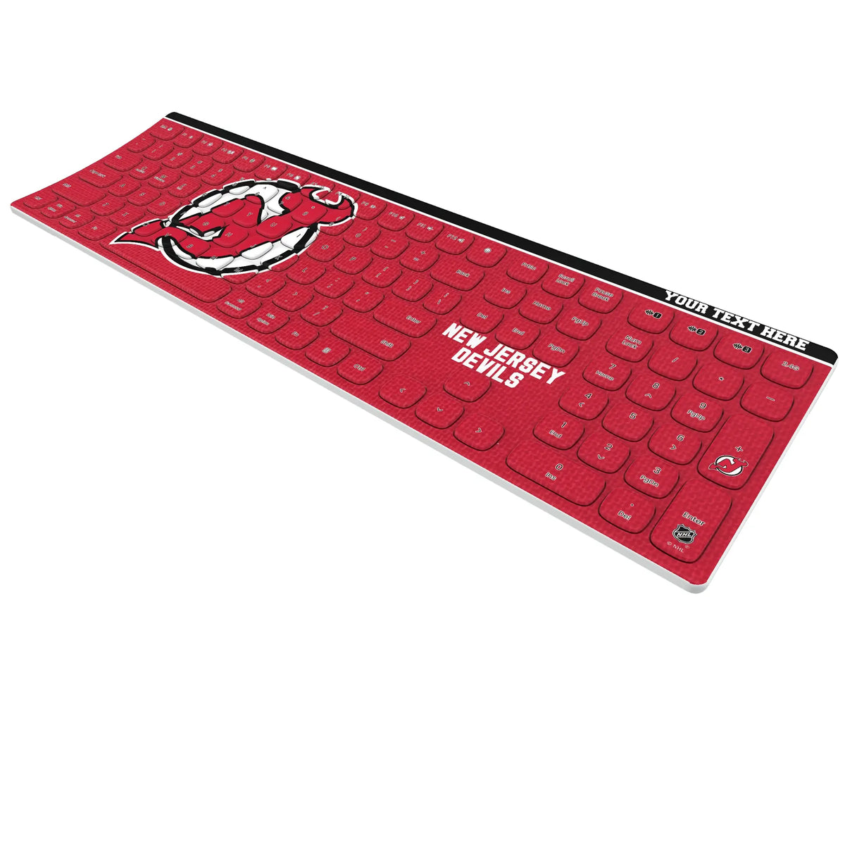 New Jersey Devils Personalized Endzone Solid KKB605 Curved Wireless Keyboard - Isometric View