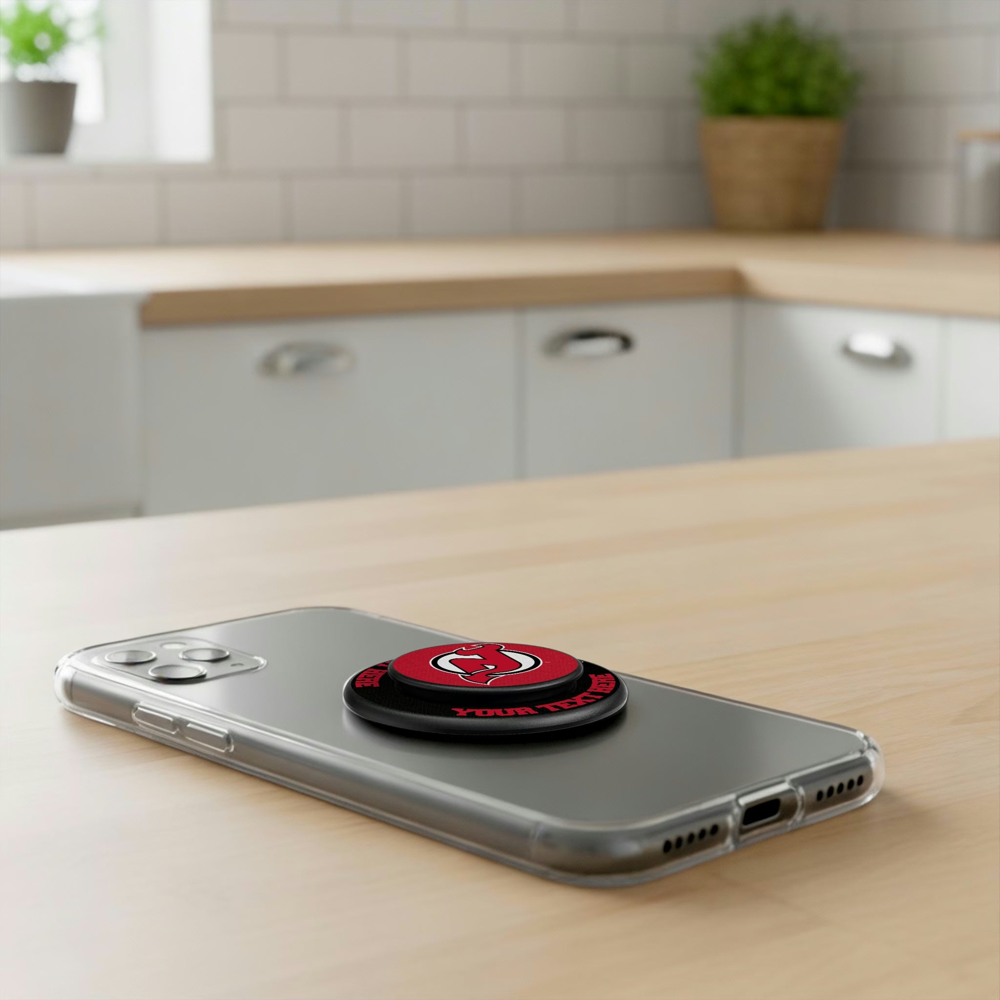 New Jersey Devils Personalized Endzone Solid Popsockets Round Magnetic - Lifestyle