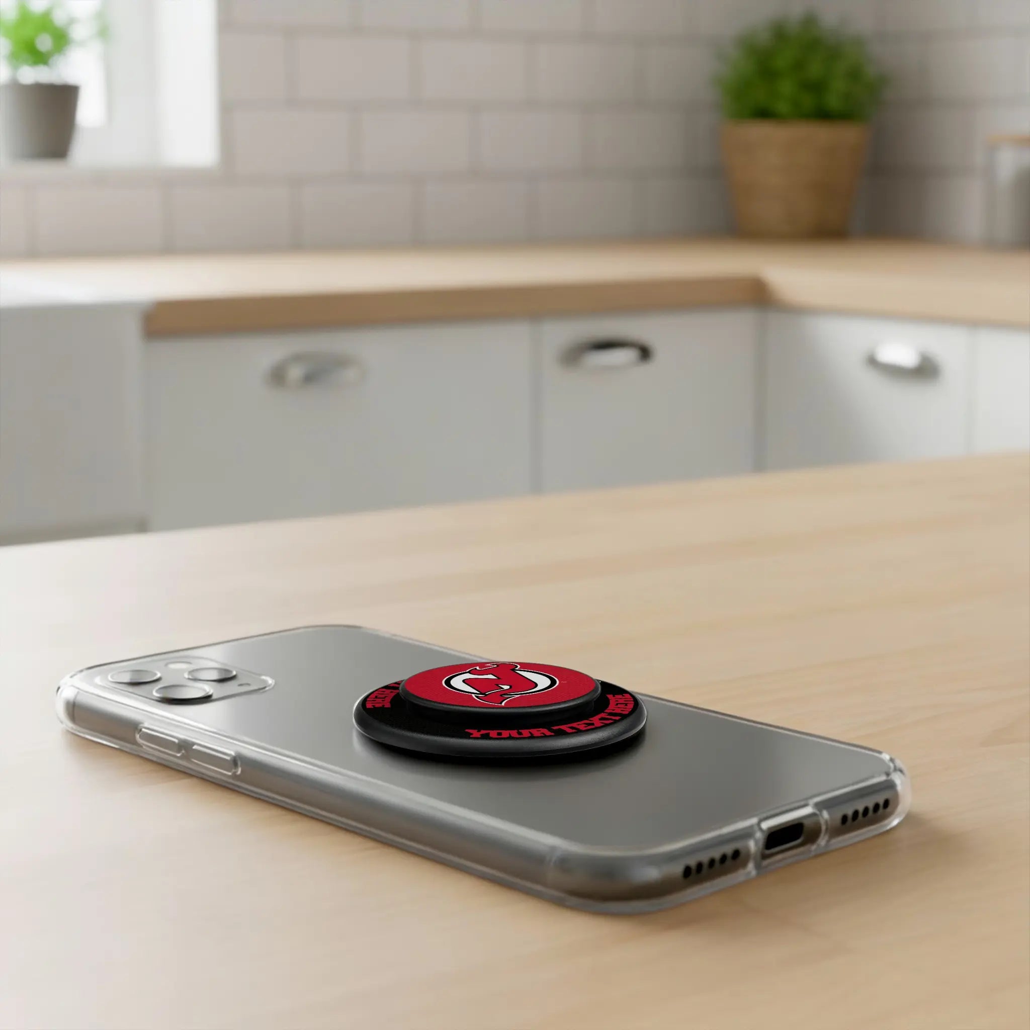 New Jersey Devils Personalized Endzone Solid Popsockets Round Magnetic - Lifestyle