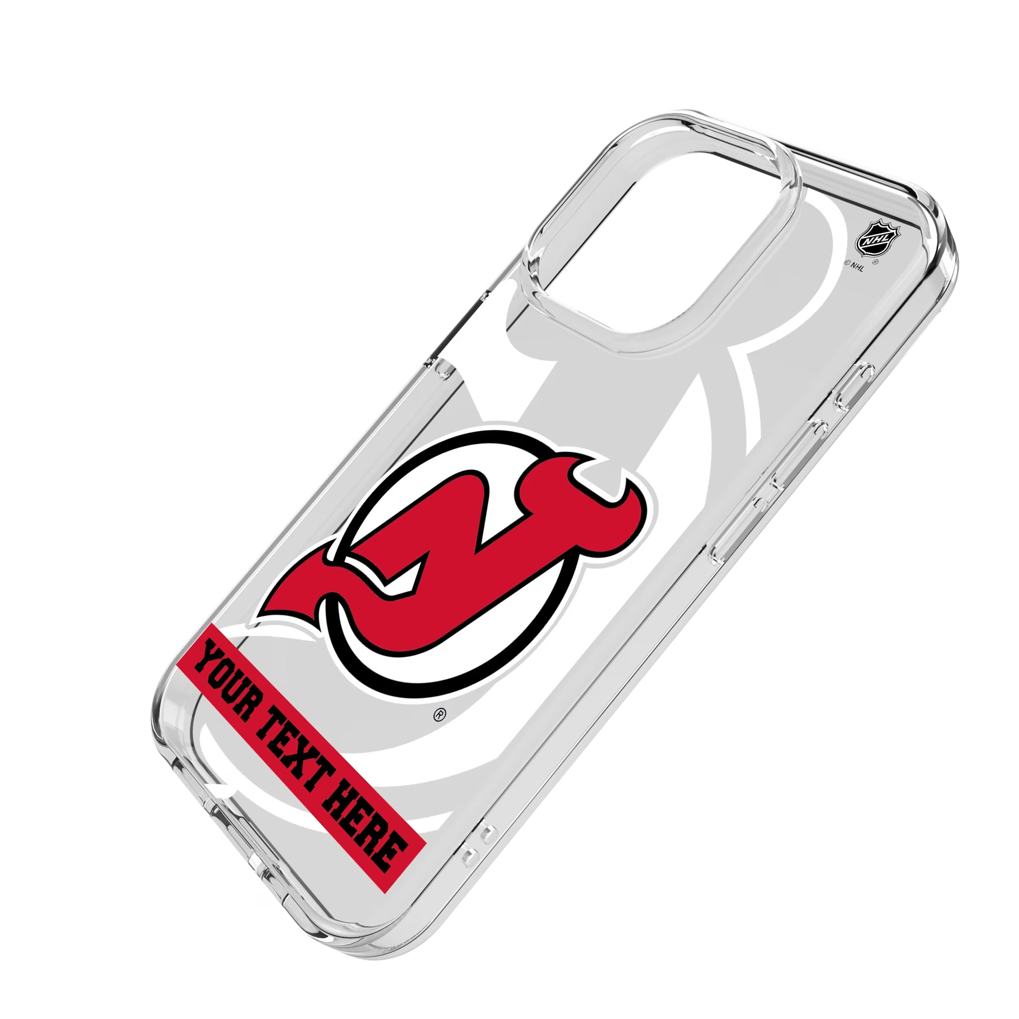 New Jersey Devils Personalized Tilt iPhone Clear Phone Case for Apple iPhone - Isometric View