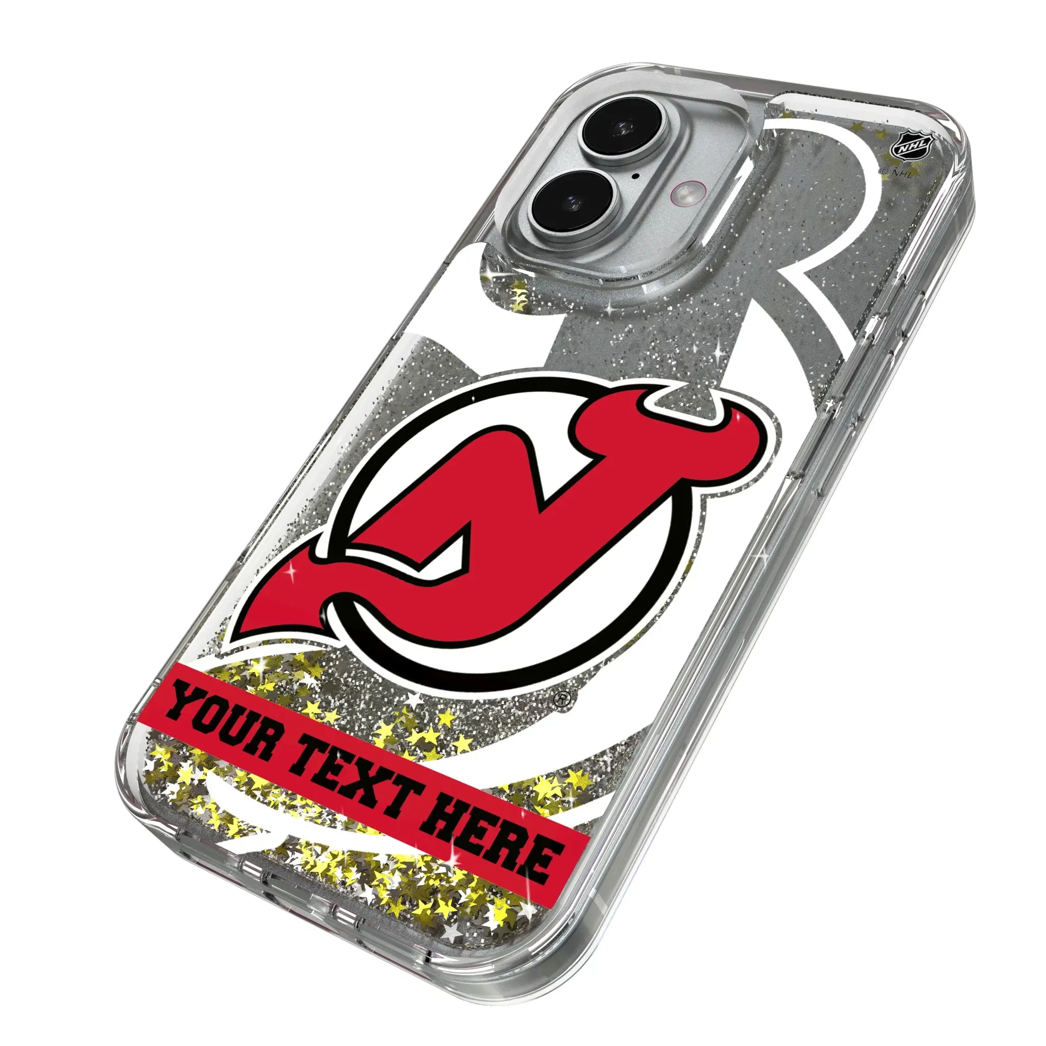 New Jersey Devils Personalized Tilt iPhone Glitter Phone Case for Apple iPhone - Isometric View