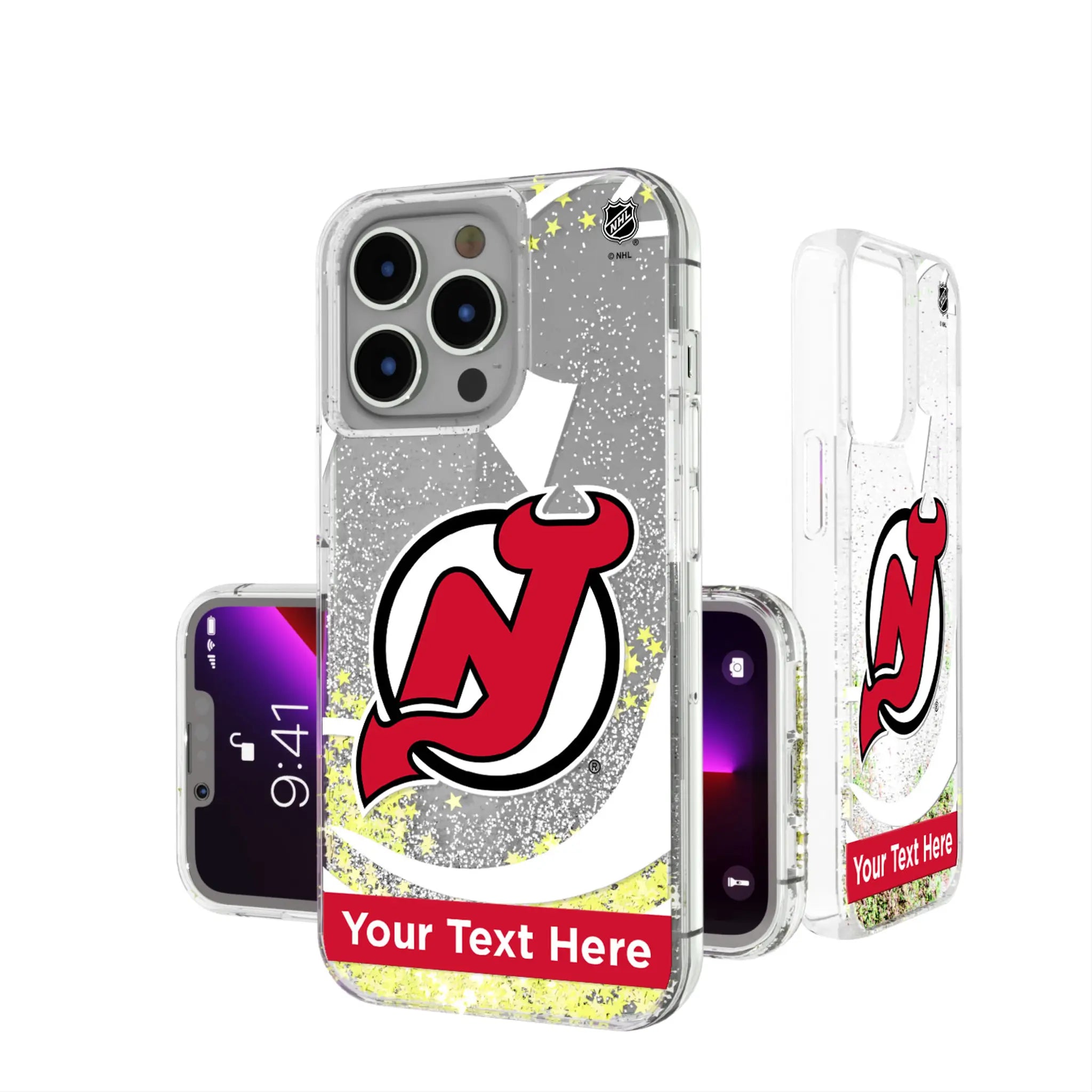 New Jersey Devils Personalized Tilt iPhone Glitter Phone Case for Apple iPhone
