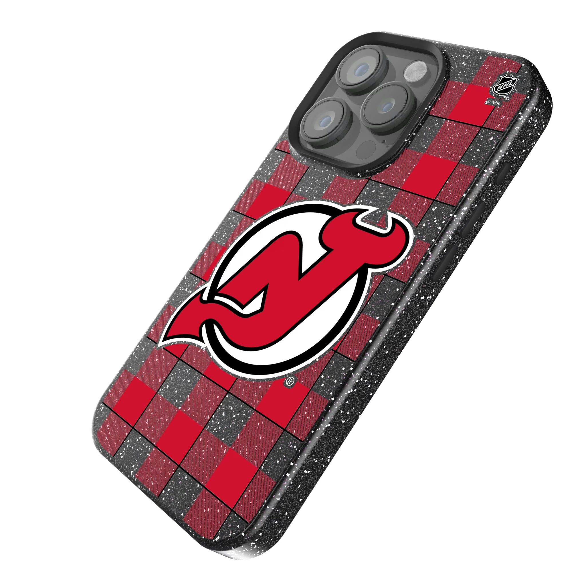 New Jersey Devils Plaid iPhone Bling Phone Case for Apple iPhone - Isometric View