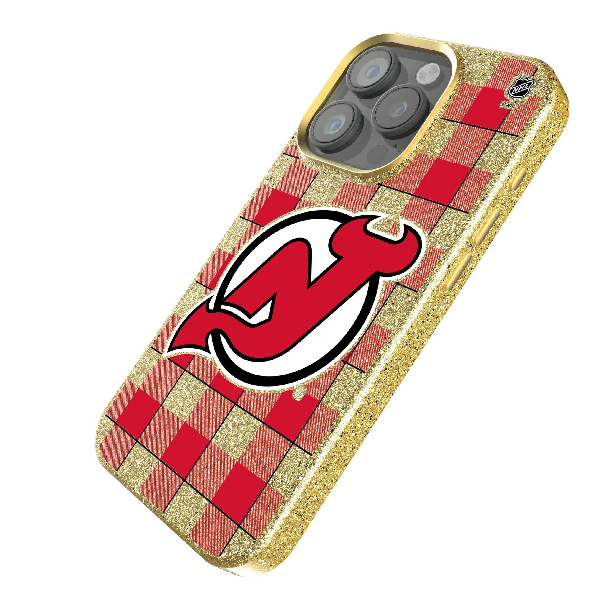 New Jersey Devils Plaid iPhone Bling Phone Case for Apple iPhone - Isometric View