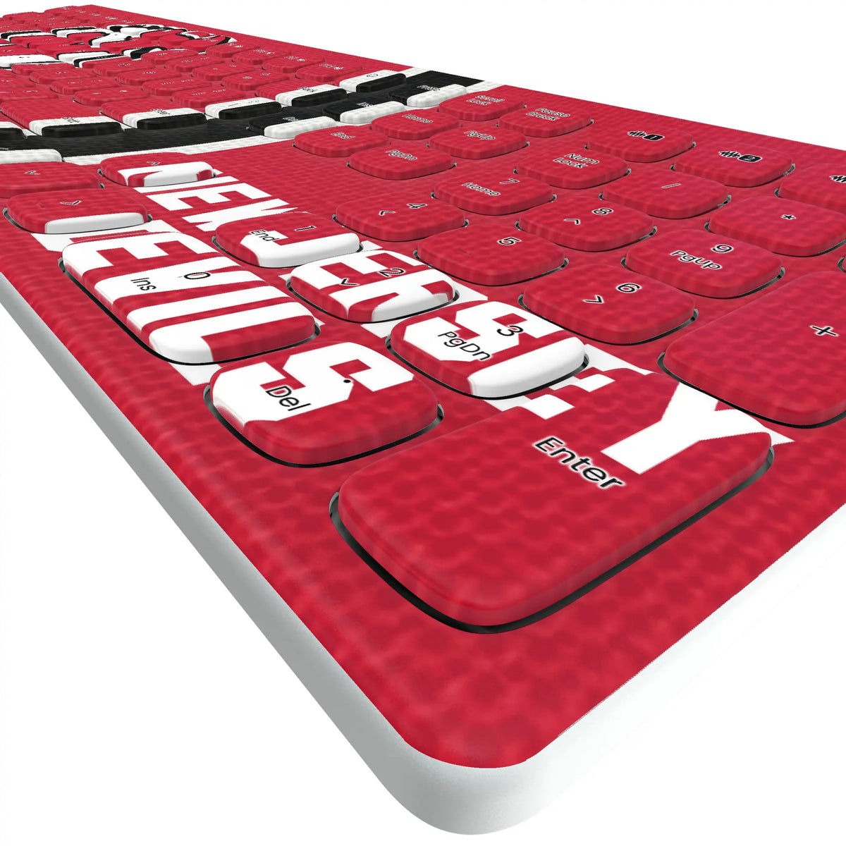 New Jersey Devils Stripe KKB605 Curved Wireless Keyboard - Detail