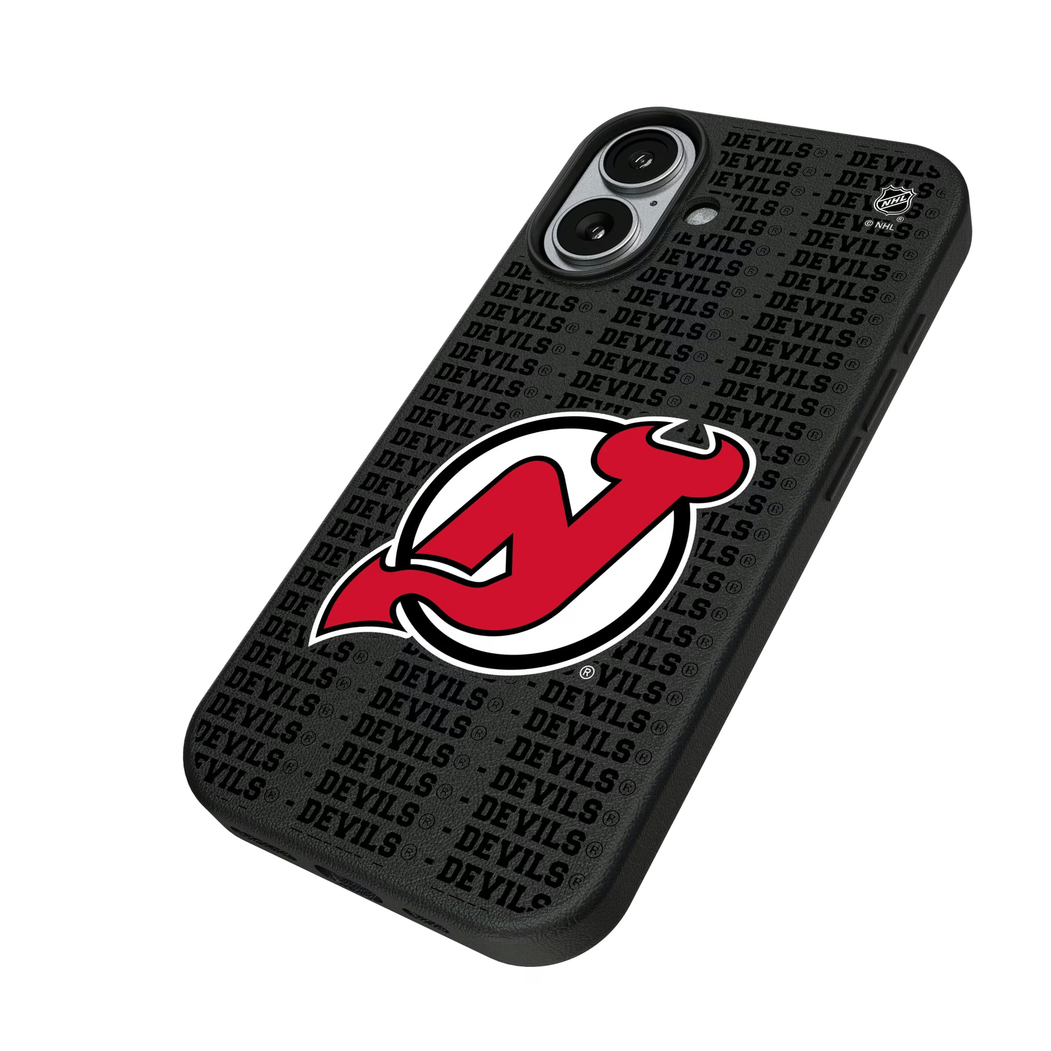 New Jersey Devils Text Backdrop iPhone MagSafe Compatible Phone Case for Apple iPhone - Isometric View#Device_iPhone 17