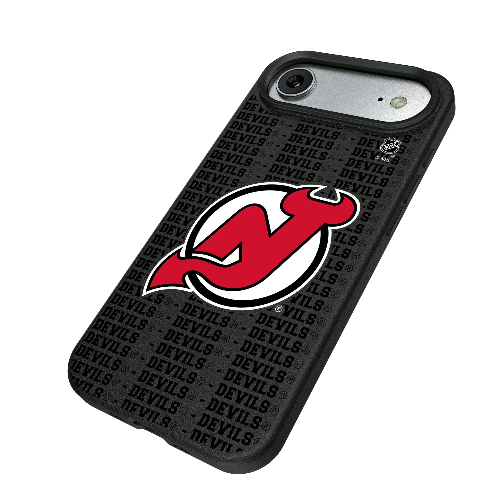 New Jersey Devils Text Backdrop iPhone MagSafe Compatible Phone Case for Apple iPhone - Isometric View#Device_iPhone Air
