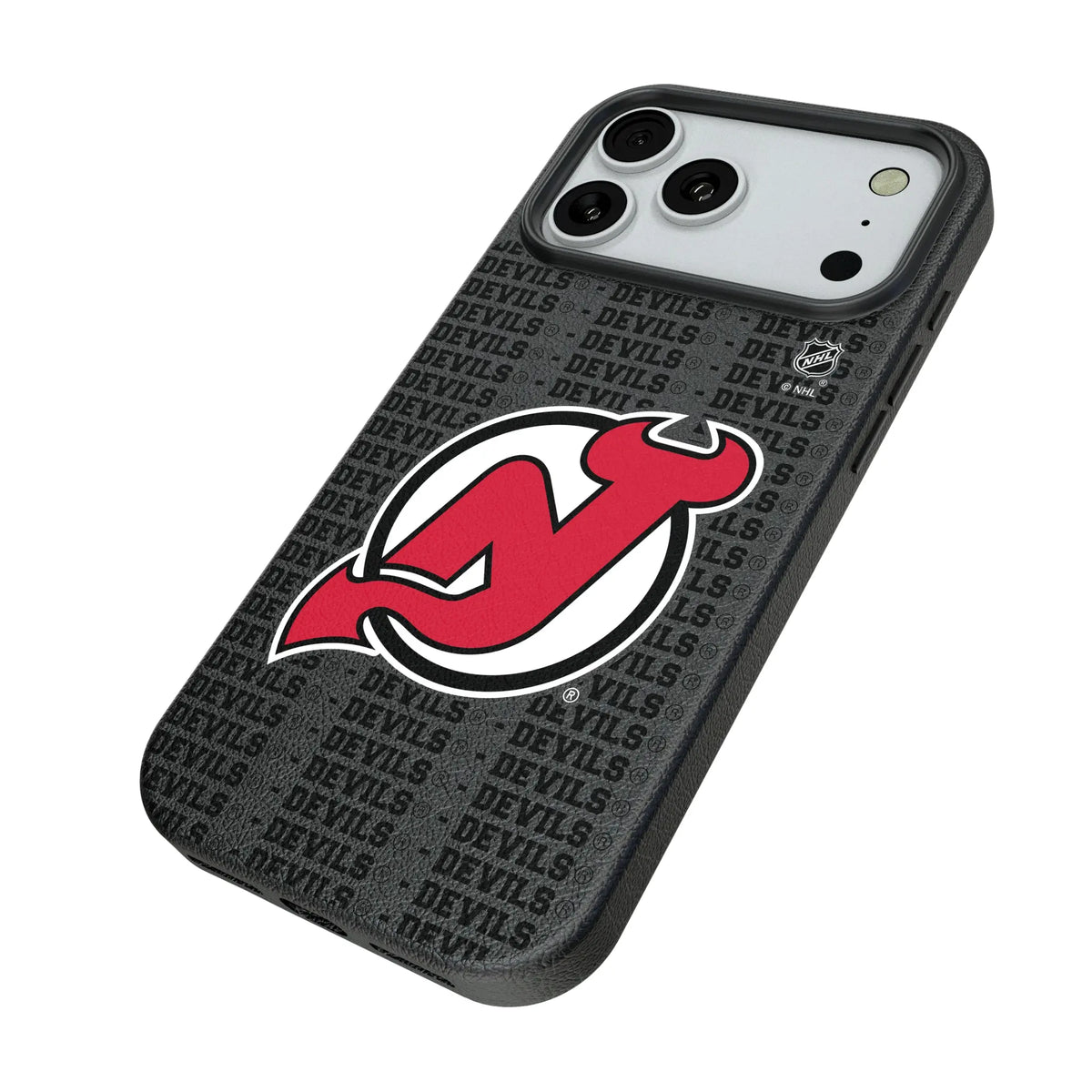 New Jersey Devils Text Backdrop iPhone MagSafe Compatible Phone Case for Apple iPhone - Isometric View#Device_iPhone 18 Pro Max