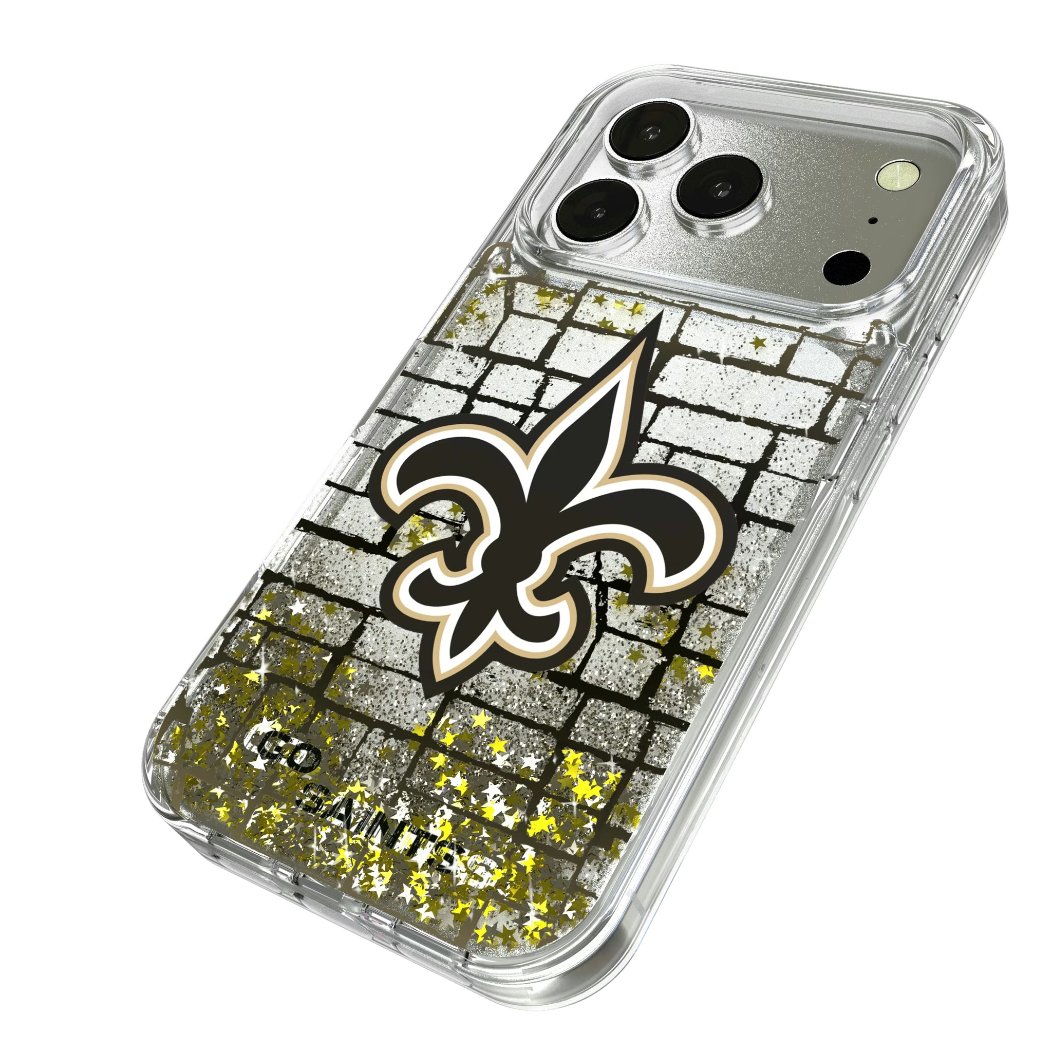 New Orleans Saints Brick iPhone Glitter Phone Case for Apple iPhone - Isometric View