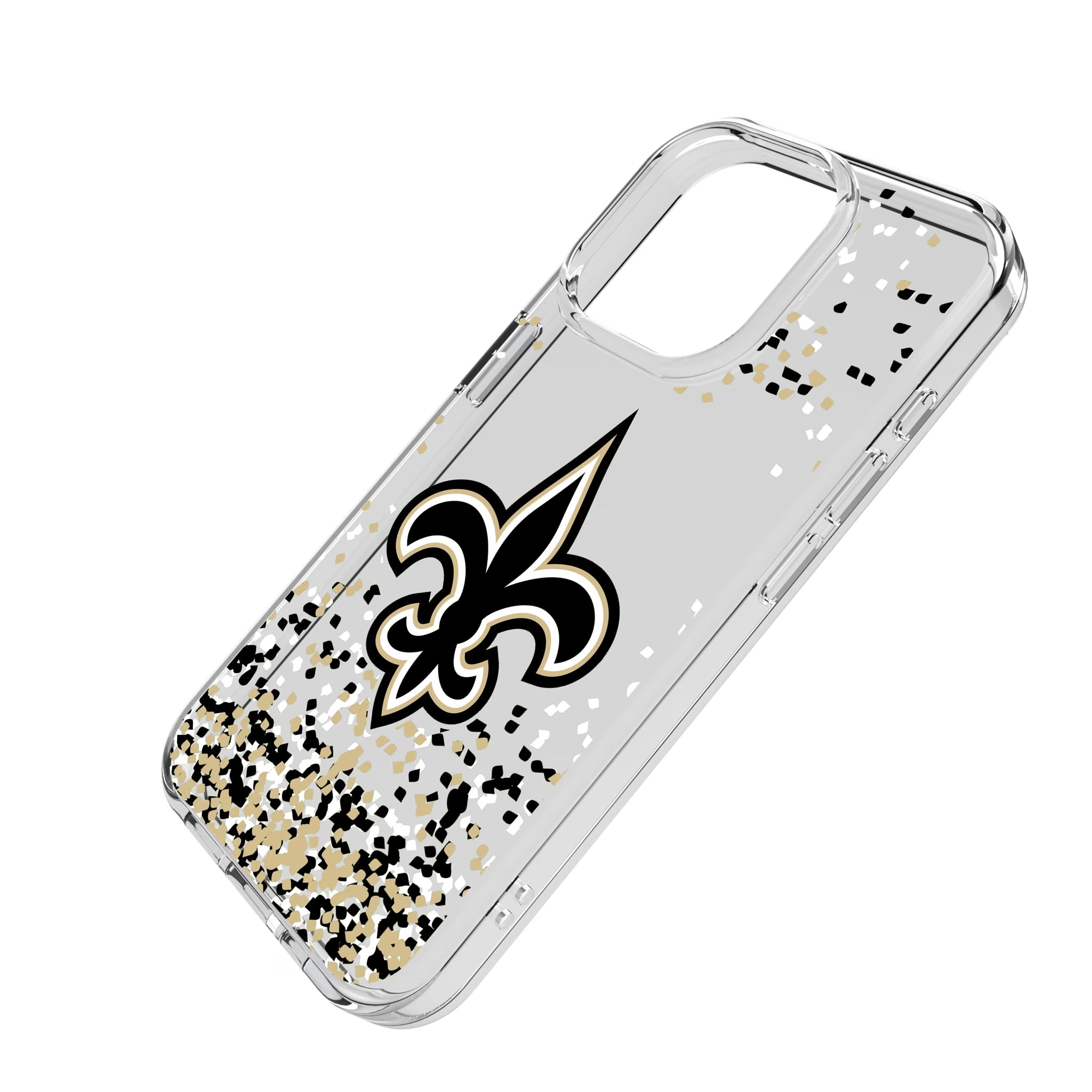 New Orleans Saints Confetti iPhone Clear Phone Case for Apple iPhone - Isometric View