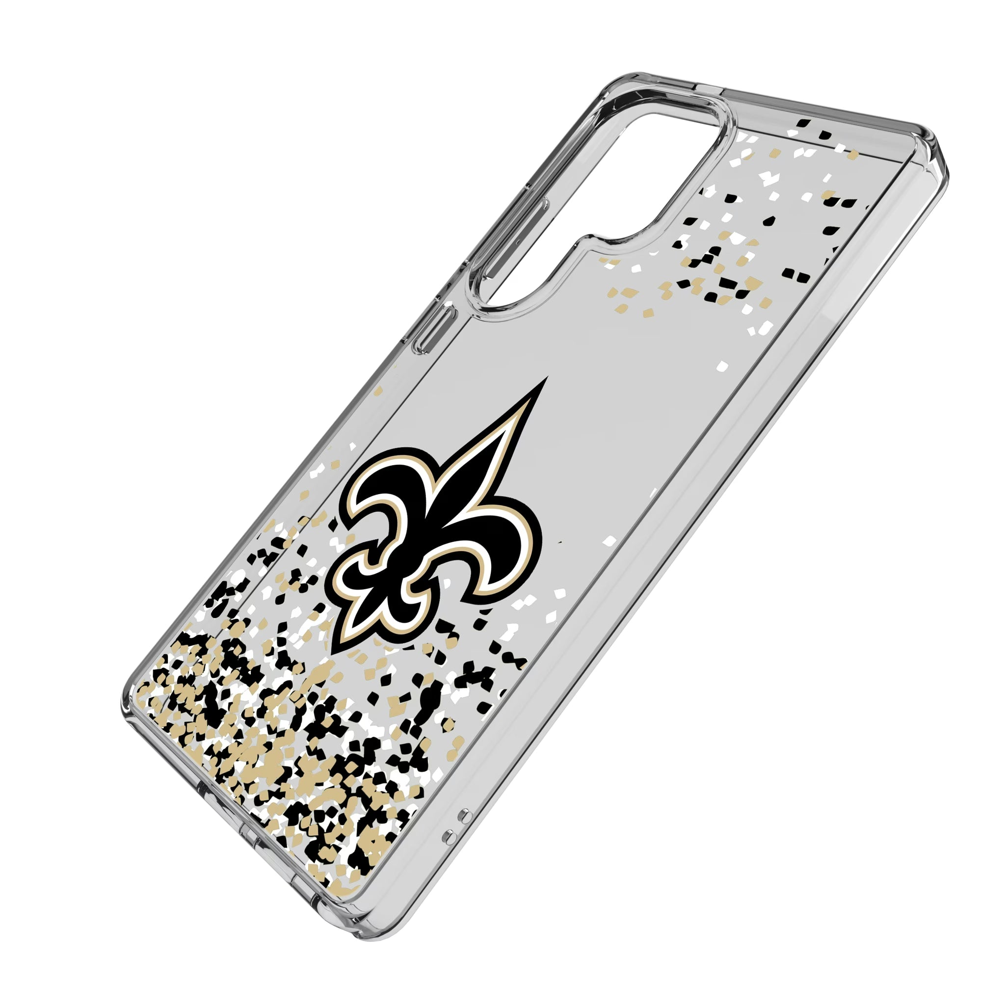 New Orleans Saints Confetti Galaxy Clear Phone Case for Samsung Galaxy - Isometric View