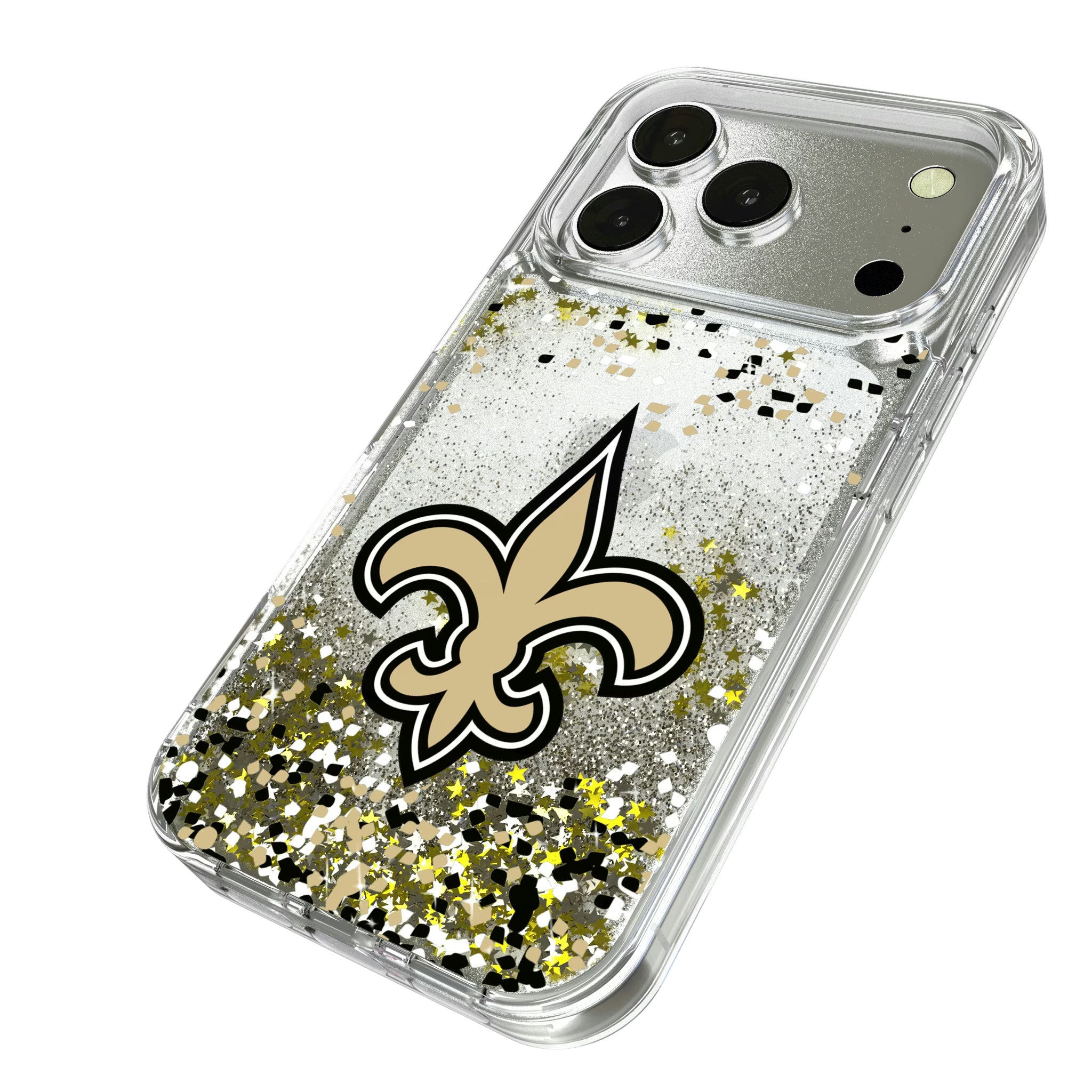 New Orleans Saints Confetti iPhone Glitter Phone Case for Apple iPhone - Isometric View