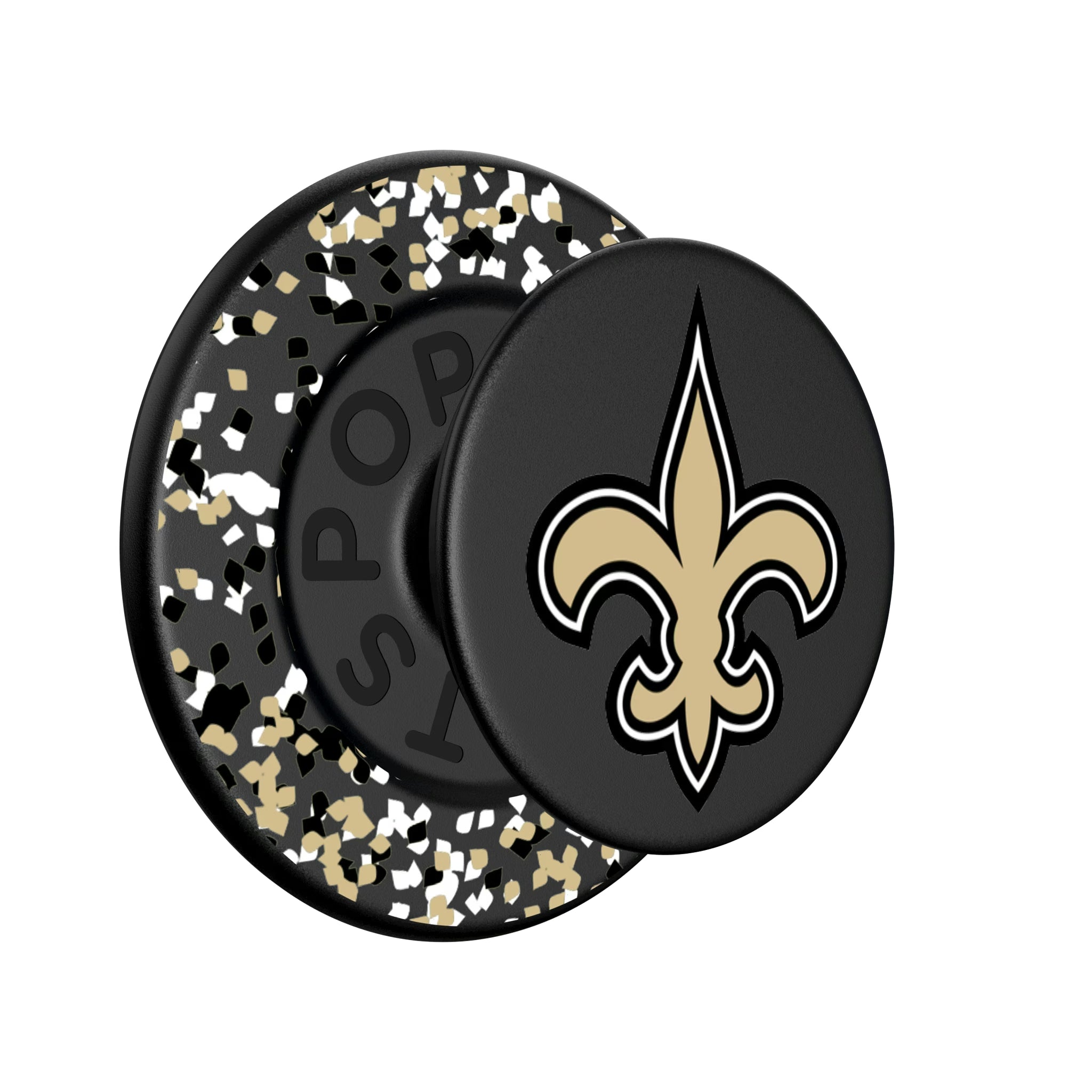 New Orleans Saints Confetti Popsockets Round Magnetic - Isometric View