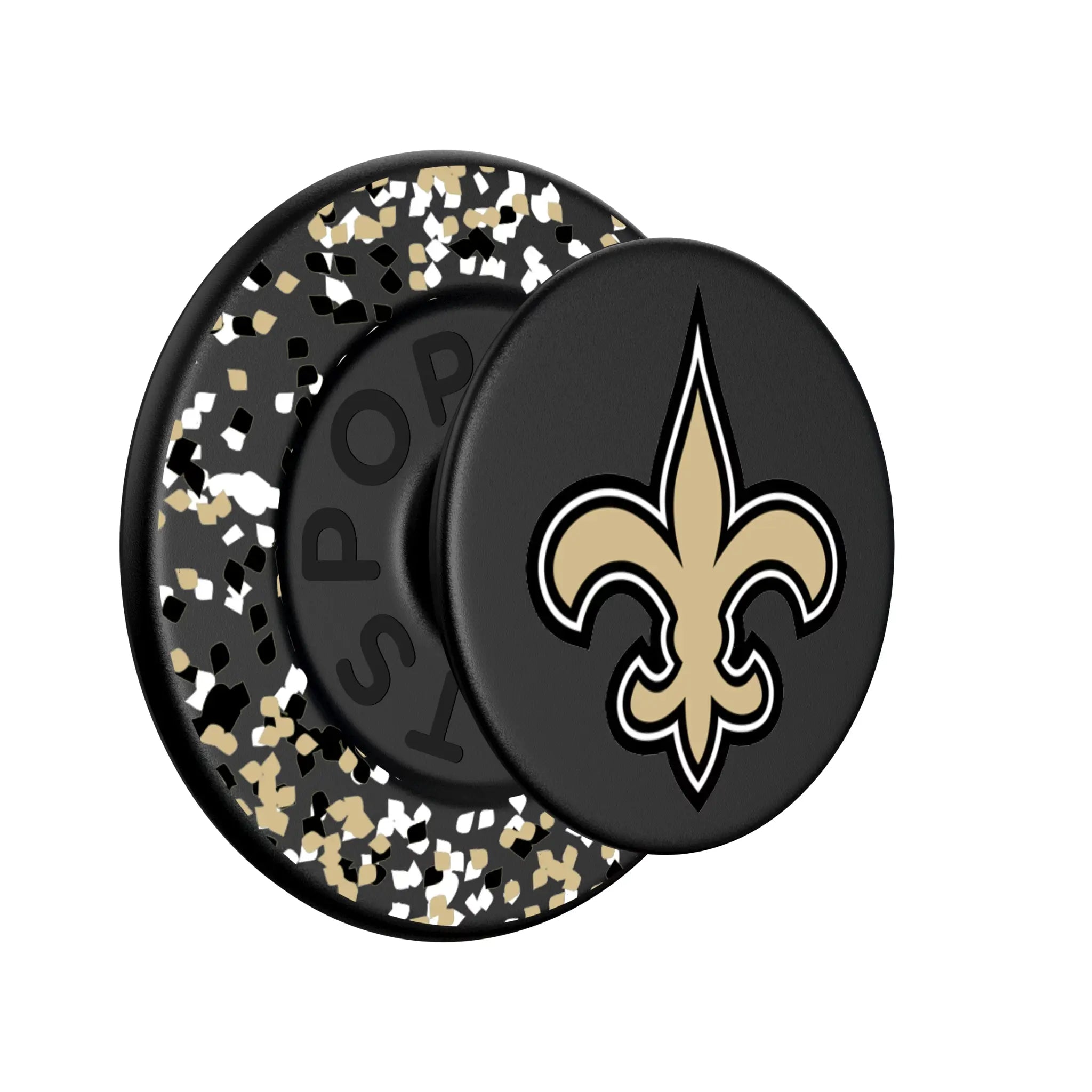 New Orleans Saints Confetti Popsockets Round Magnetic - Isometric View