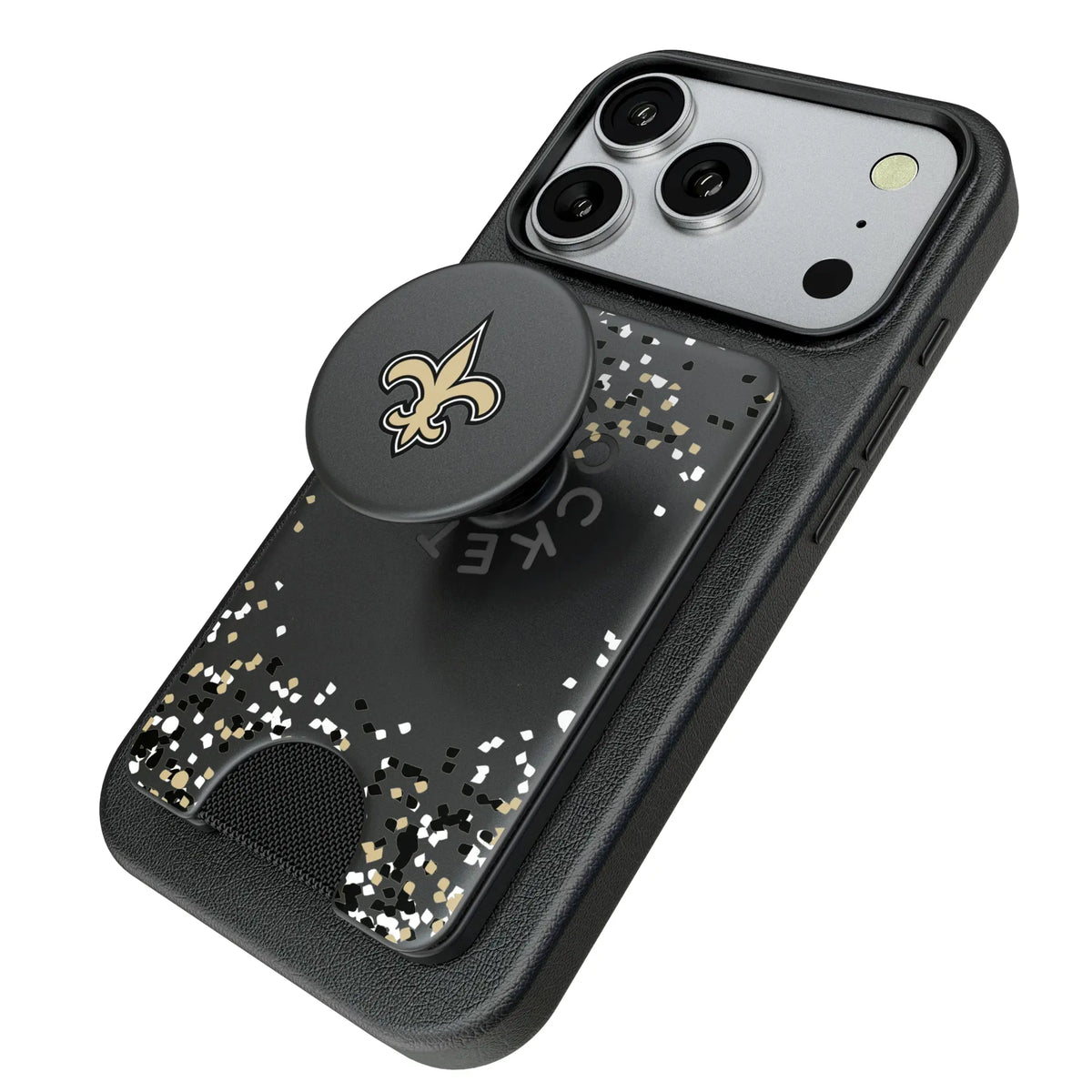 New Orleans Saints Confetti Popsockets Wallet Magnetic - Isometric View