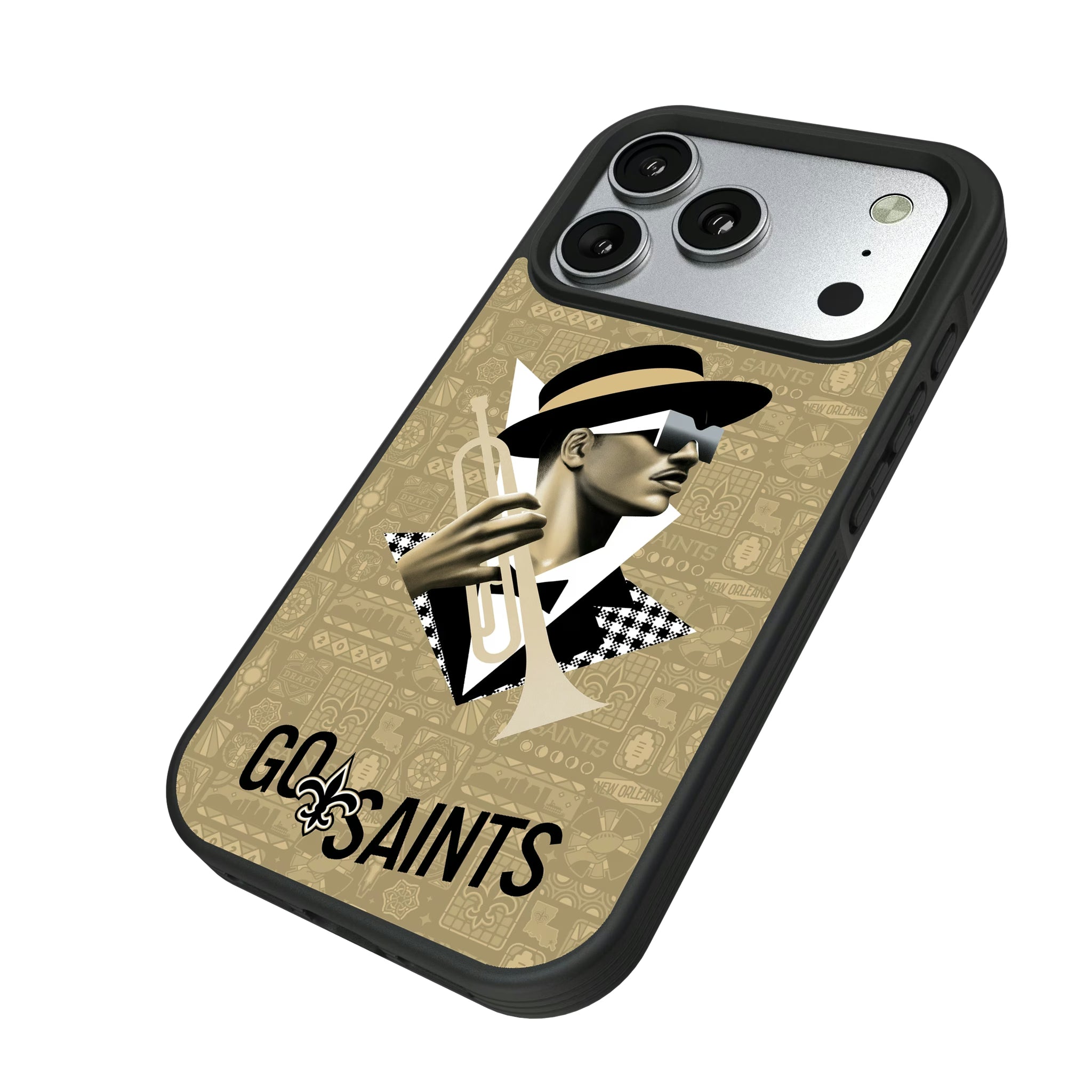 New Orleans Saints Deco iPhone Bump Phone Case for Apple iPhone - Isometric View#Device_iPhone 17 Pro