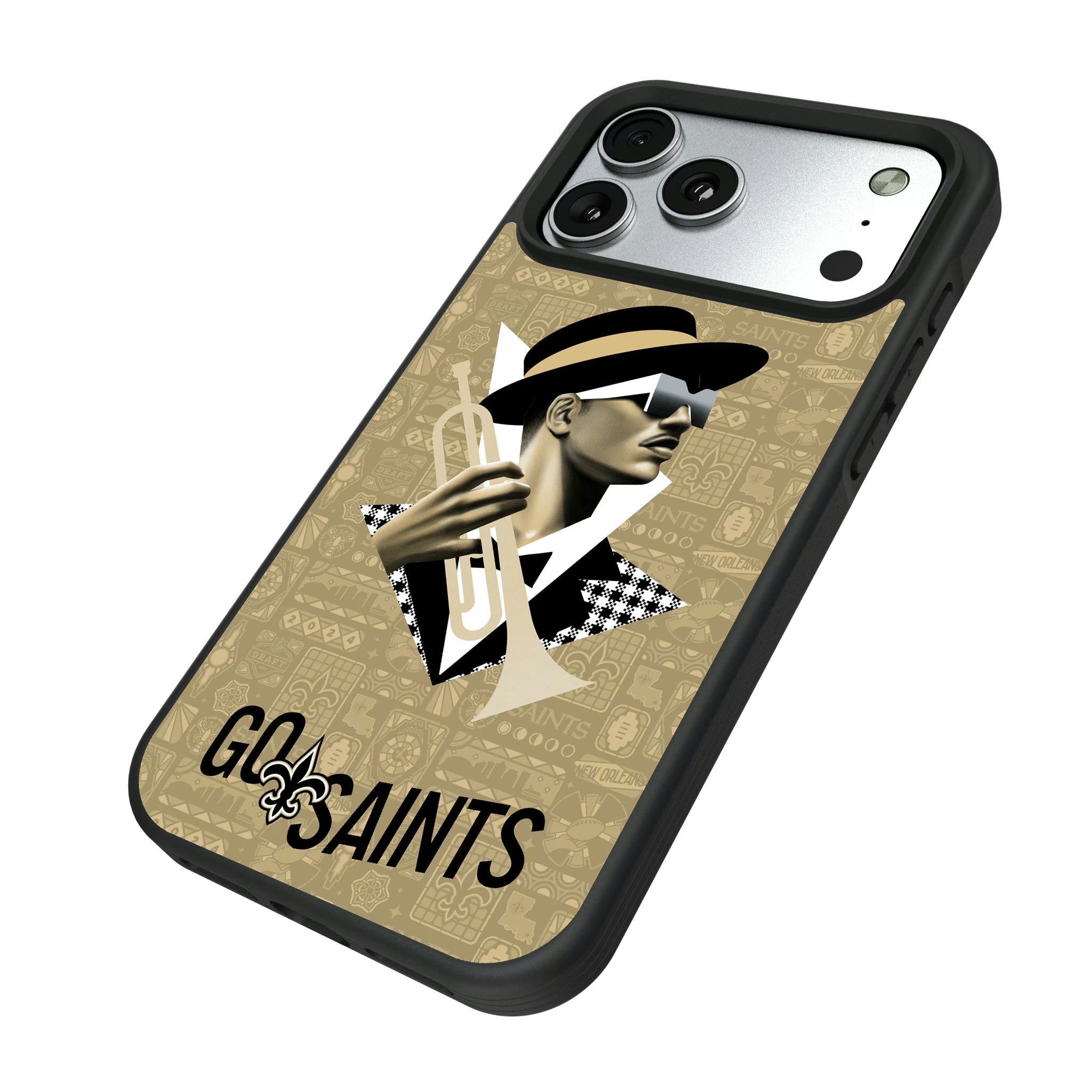 New Orleans Saints Deco iPhone Bump Phone Case for Apple iPhone - Isometric View#Device_iPhone 17 Pro Max