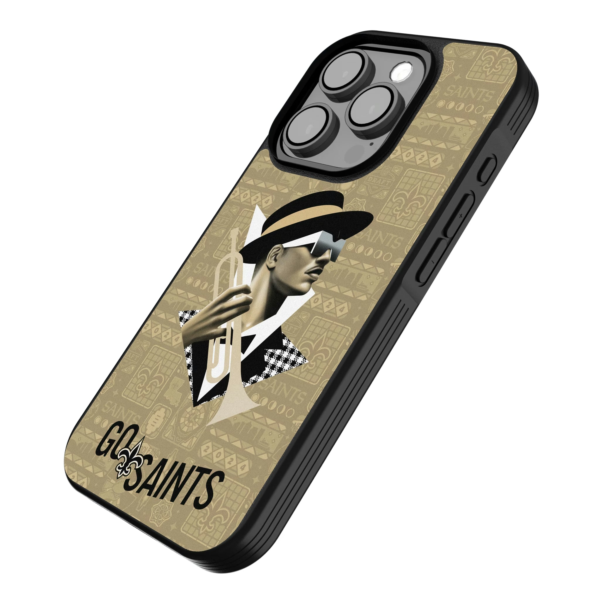 New Orleans Saints Deco iPhone Bump Phone Case for Apple iPhone - Isometric View