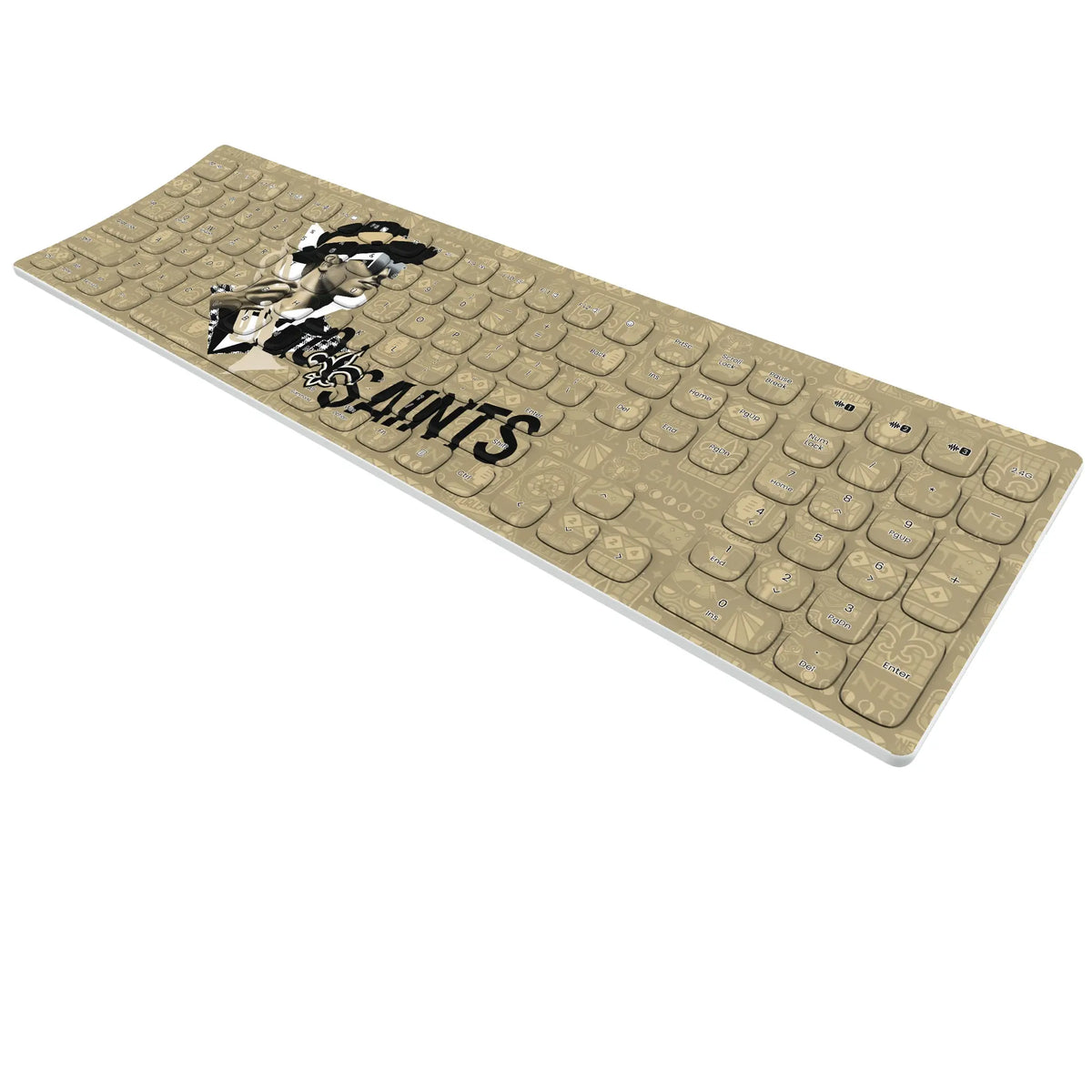 New Orleans Saints Deco KKB605 Curved Wireless Keyboard - Isometric View