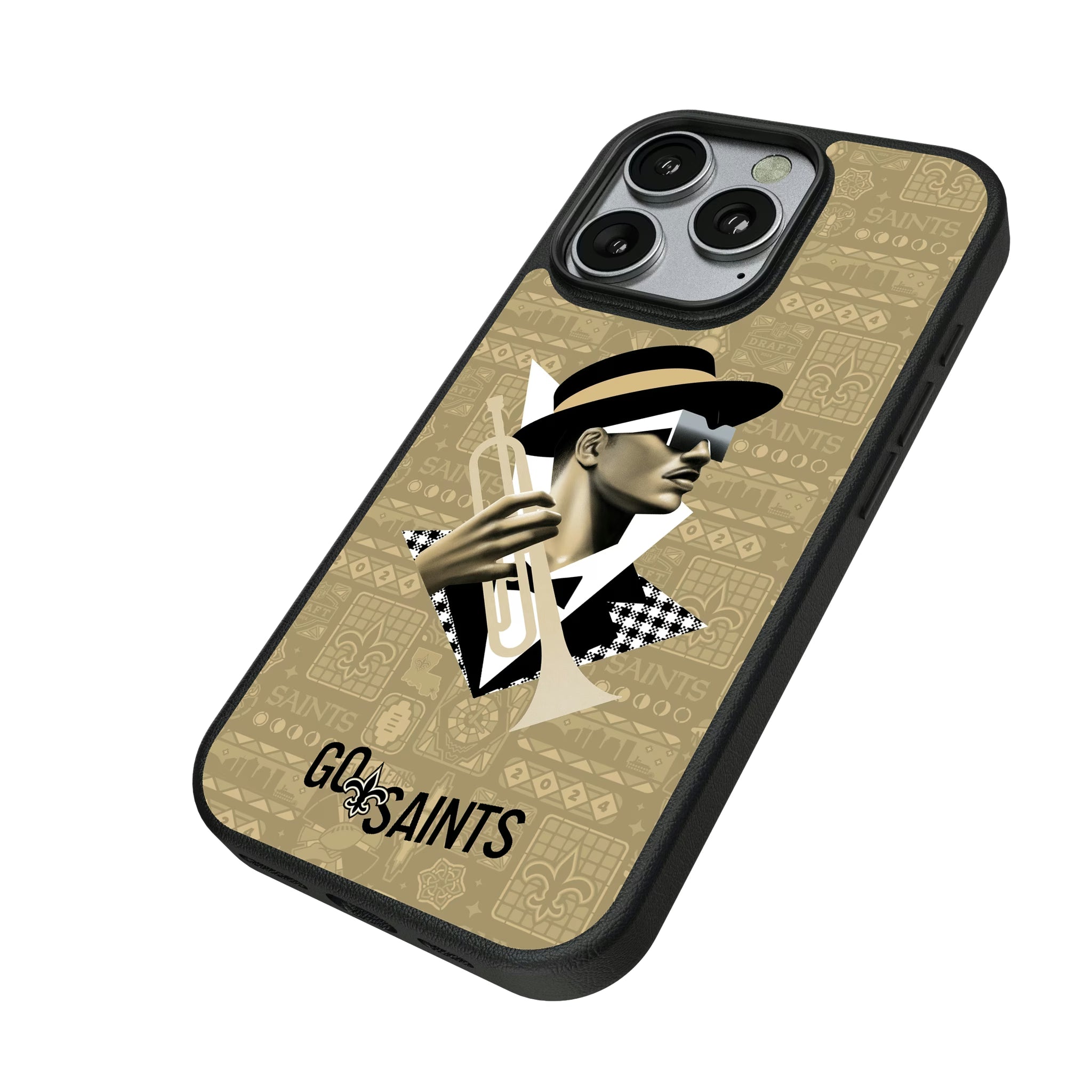 New Orleans Saints Deco iPhone MagSafe Compatible Phone Case for Apple iPhone - Isometric View