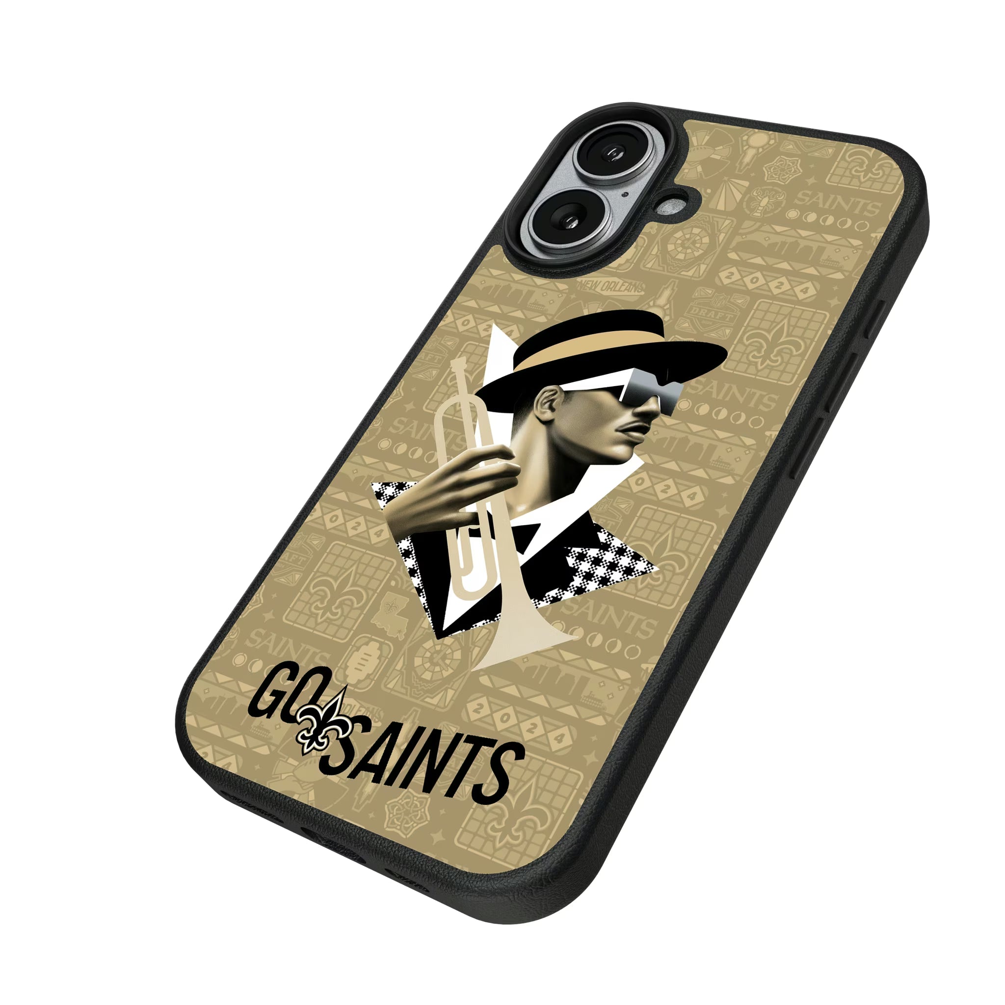 New Orleans Saints Deco iPhone MagSafe Compatible Phone Case for Apple iPhone - Isometric View#Device_iPhone 17