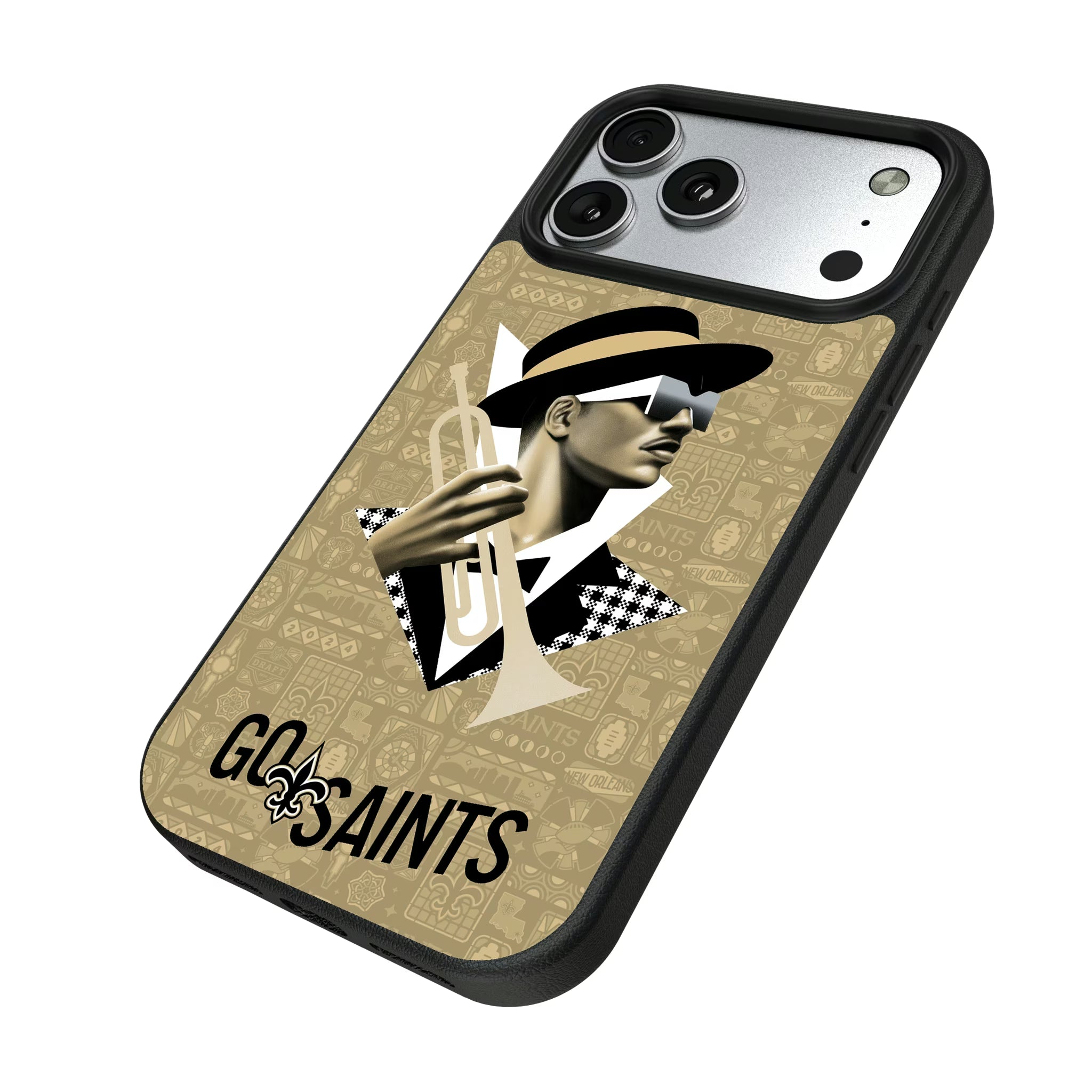 New Orleans Saints Deco iPhone MagSafe Compatible Phone Case for Apple iPhone - Isometric View#Device_iPhone 17 Pro Max