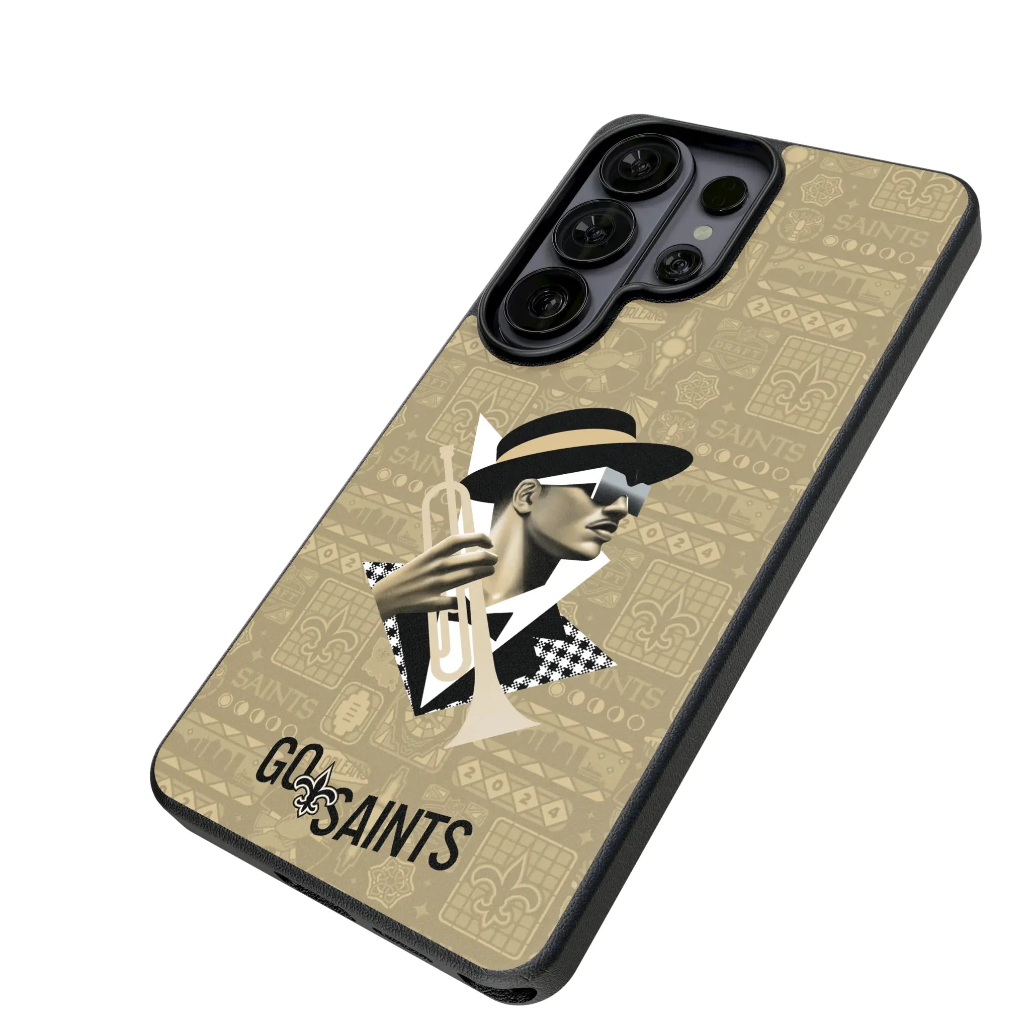 New Orleans Saints Deco Galaxy MagSafe Compatible Phone Case for Samsung Galaxy - Isometric View#Device_Galaxy S26 Ultra
