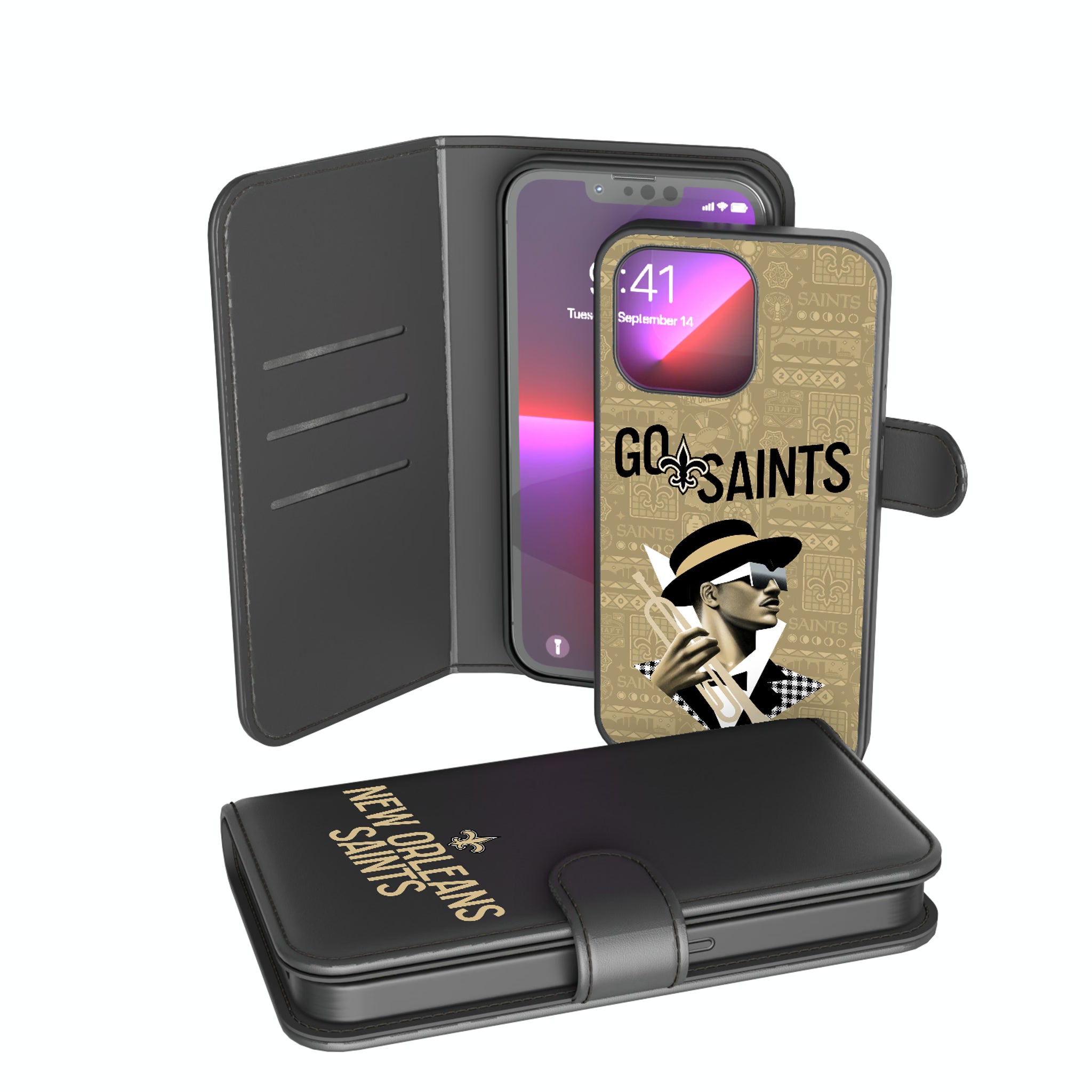 New Orleans Saints Deco iPhone Wallet Phone Case for Apple iPhone