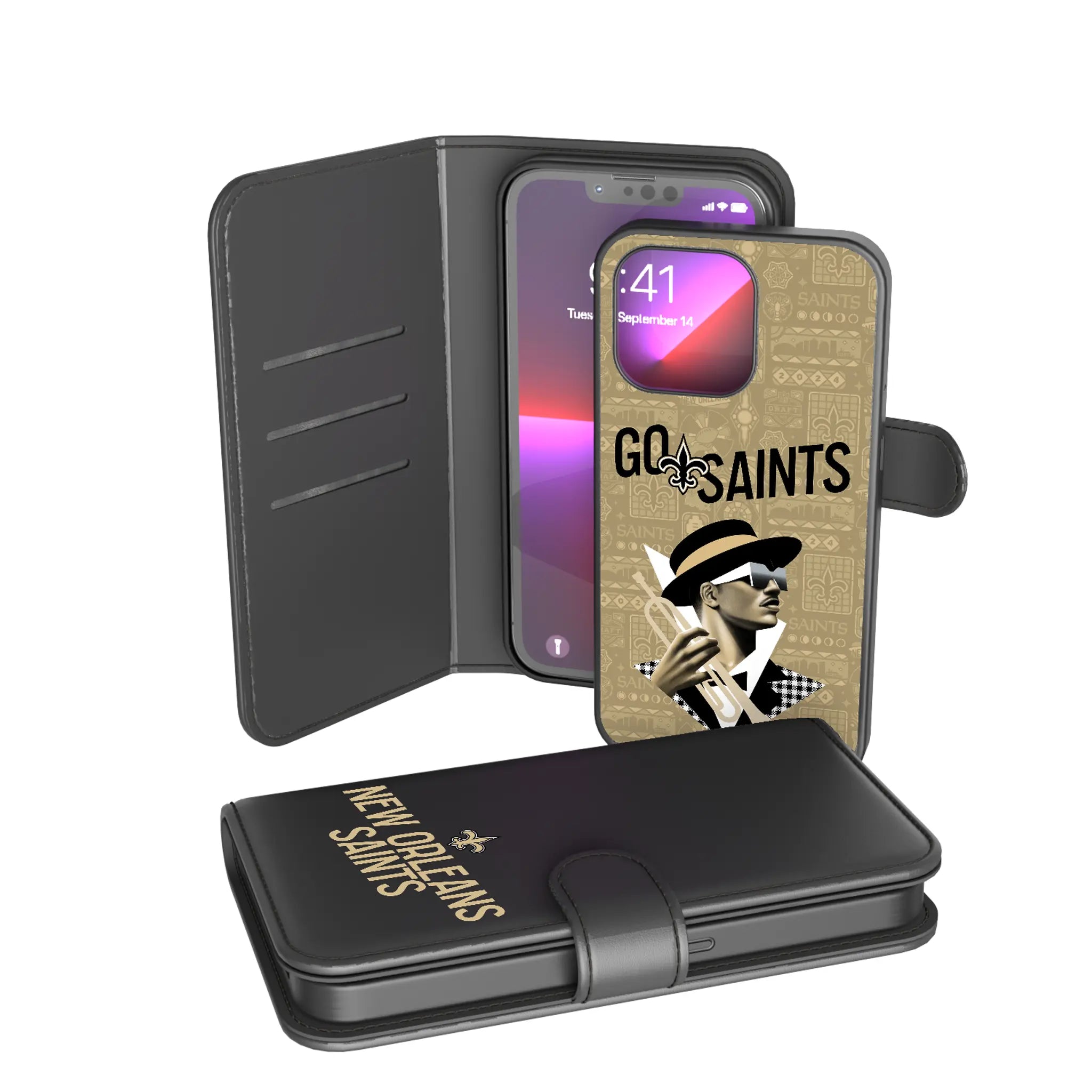 New Orleans Saints Deco iPhone Wallet Phone Case for Apple iPhone