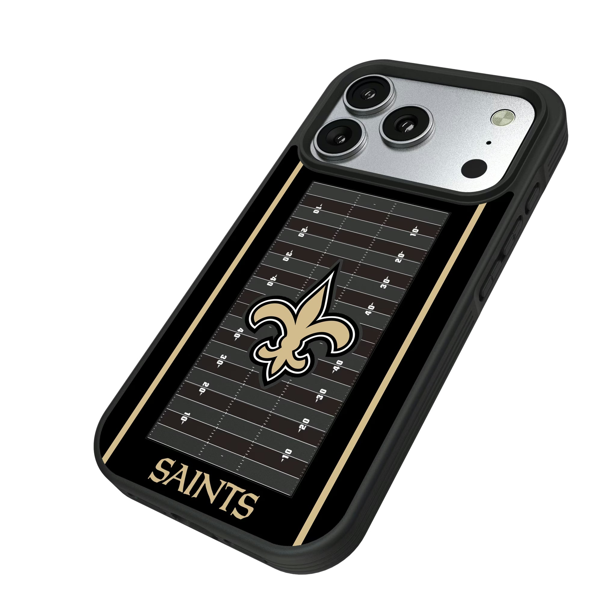 New Orleans Saints Field iPhone Bump Phone Case for Apple iPhone - Isometric View#Device_iPhone 17 Pro