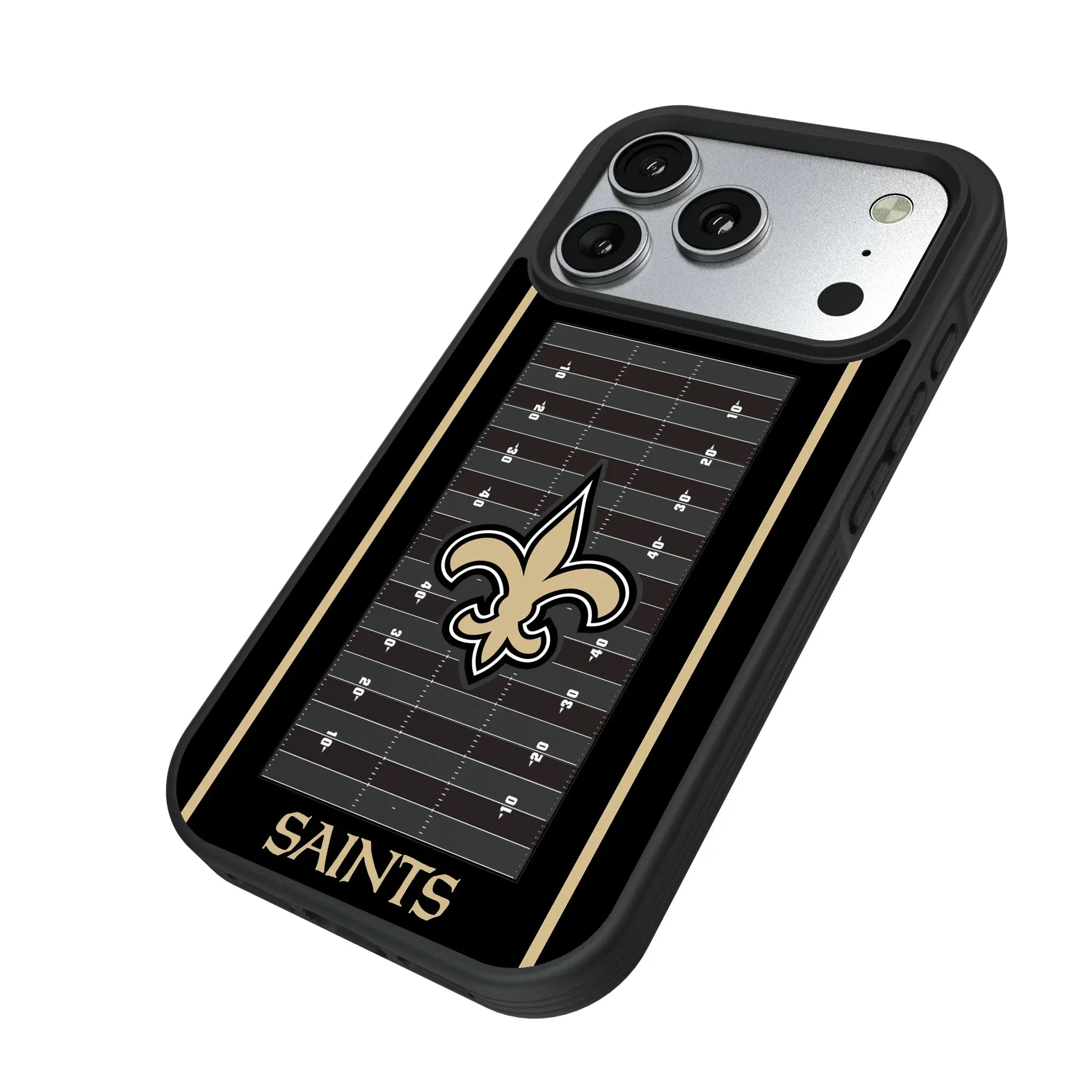 New Orleans Saints Field iPhone Bump Phone Case for Apple iPhone - Isometric View#Device_iPhone 17 Pro