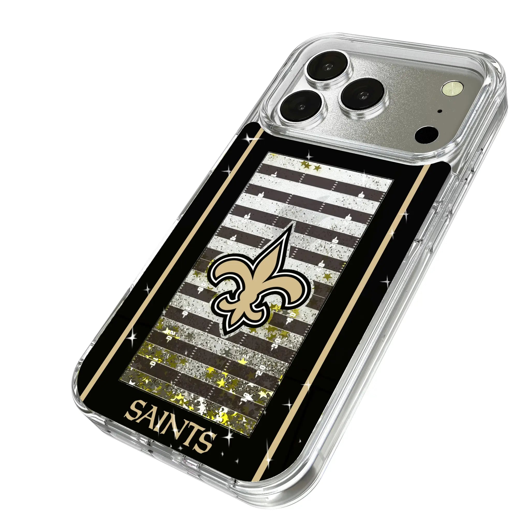 New Orleans Saints Field iPhone Glitter Phone Case for Apple iPhone - Isometric View