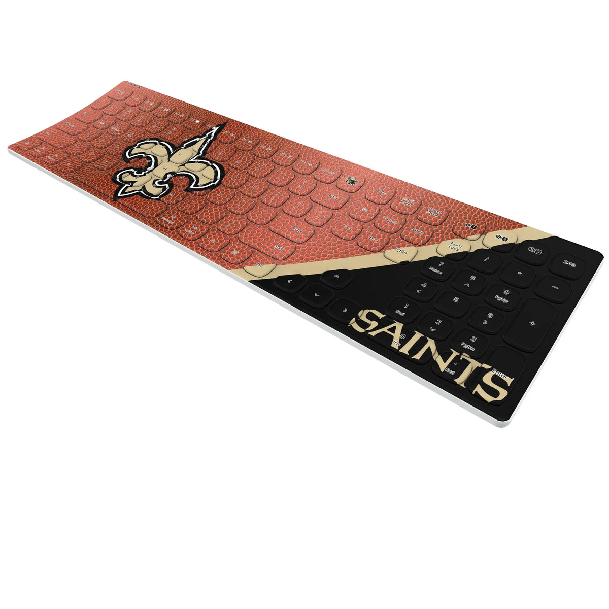New Orleans Saints Football KKB605 Curved Wireless Keyboard - Isometric View