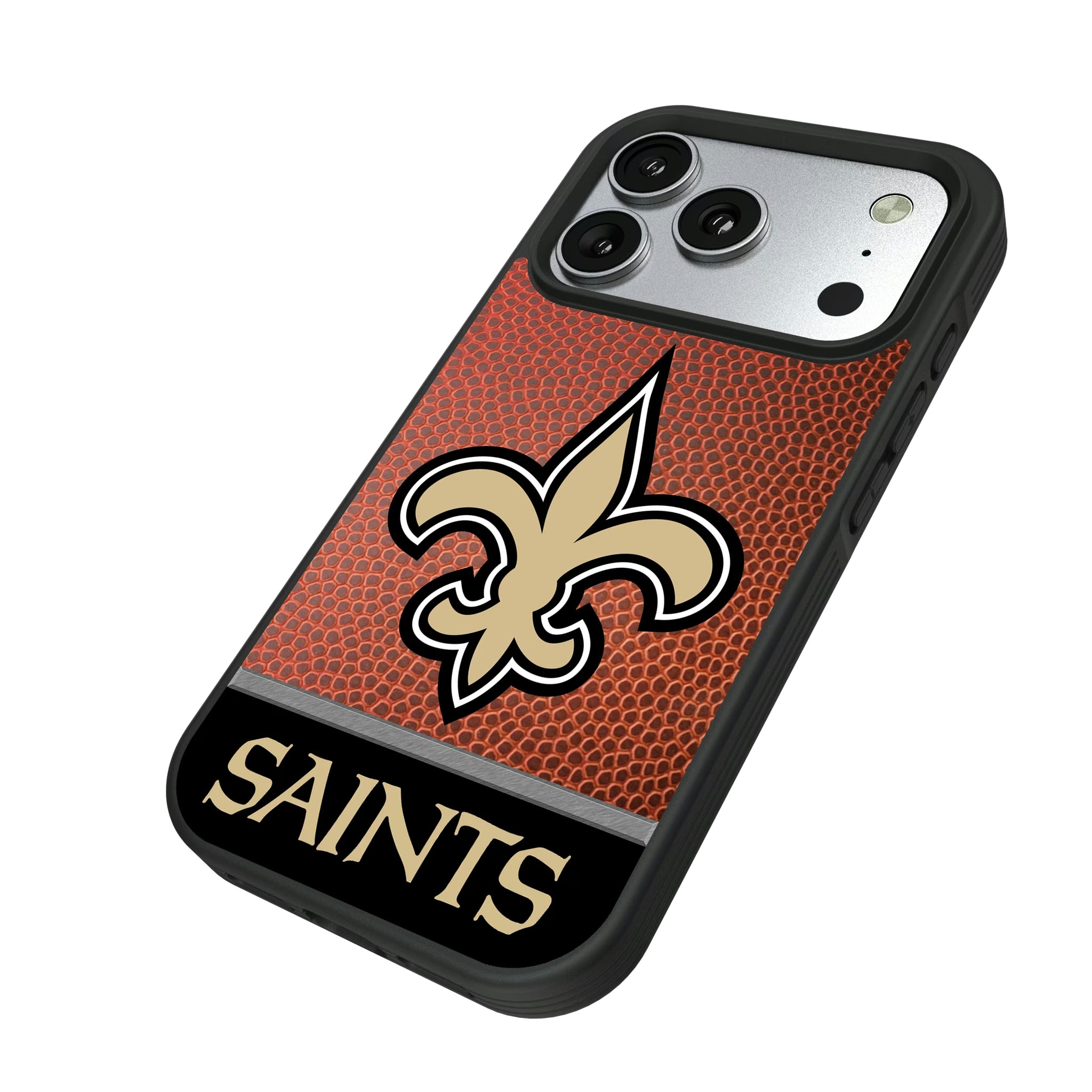 New Orleans Saints Football Wordmark iPhone Bump Phone Case for Apple iPhone - Isometric View#Device_iPhone 17 Pro