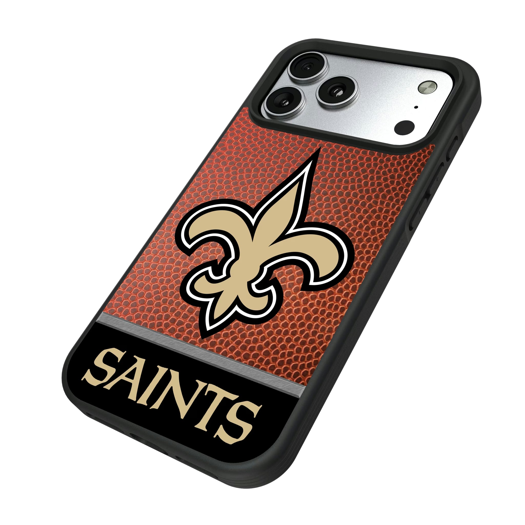 New Orleans Saints Football Wordmark iPhone Bump Phone Case for Apple iPhone - Isometric View#Device_iPhone 17 Pro Max