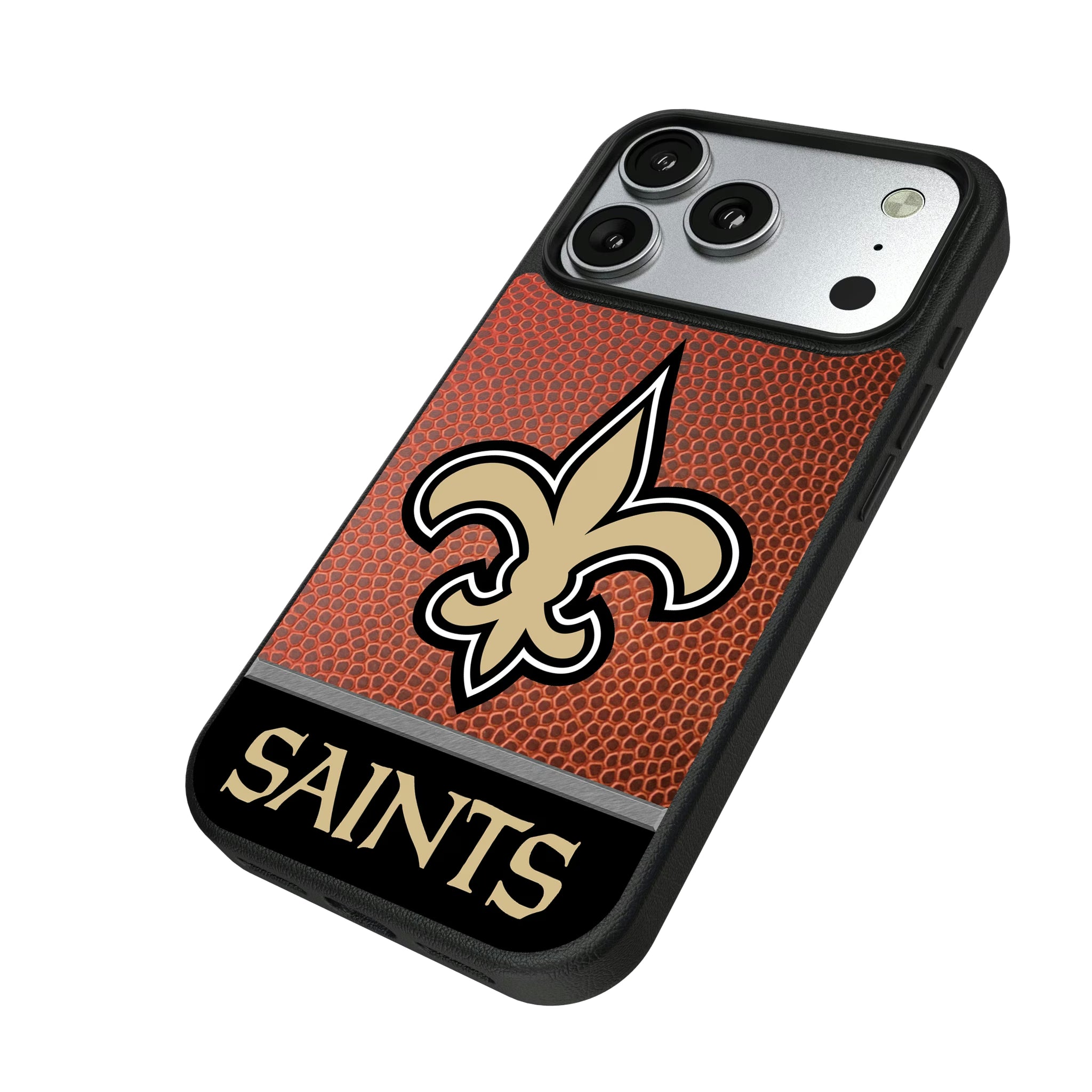 New Orleans Saints Football Wordmark iPhone MagSafe Compatible Phone Case for Apple iPhone - Isometric View#Device_iPhone 17 Pro