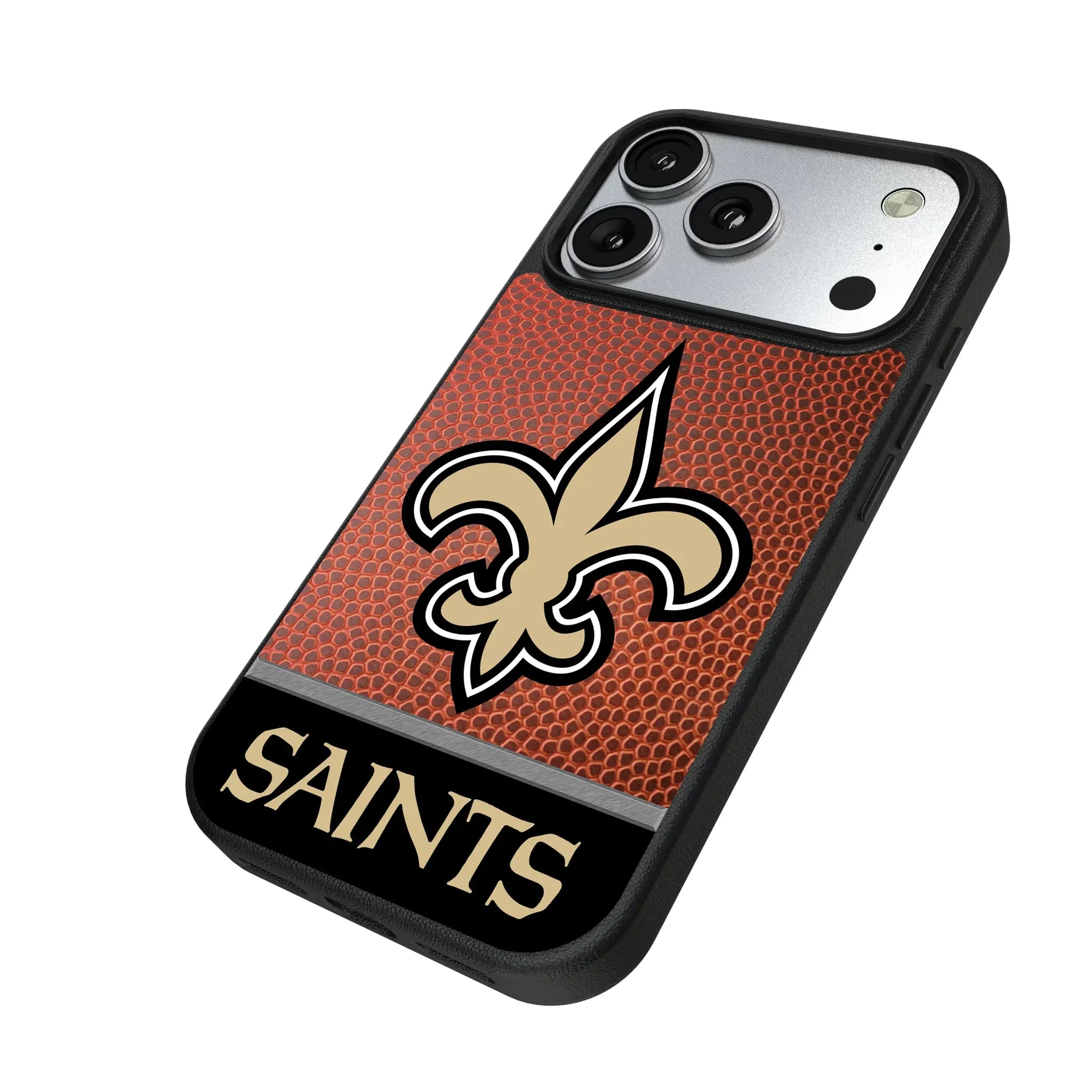 New Orleans Saints Football Wordmark iPhone MagSafe Compatible Phone Case for Apple iPhone - Isometric View#Device_iPhone 17 Pro