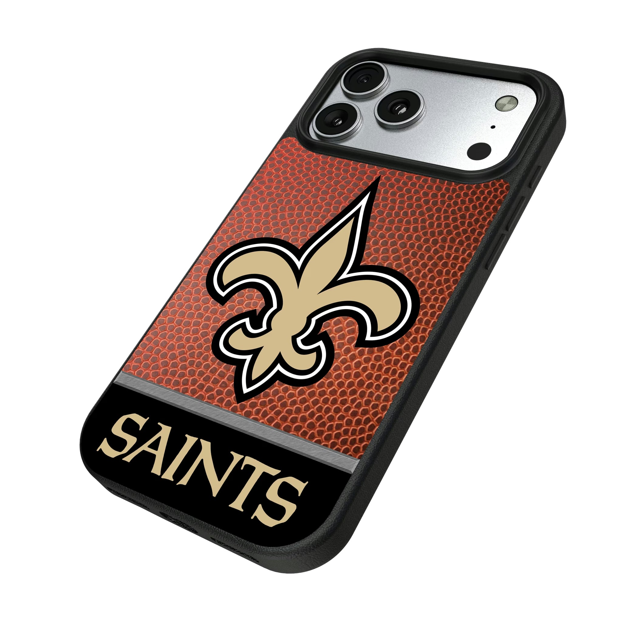 New Orleans Saints Football Wordmark iPhone MagSafe Compatible Phone Case for Apple iPhone - Isometric View#Device_iPhone 17 Pro Max