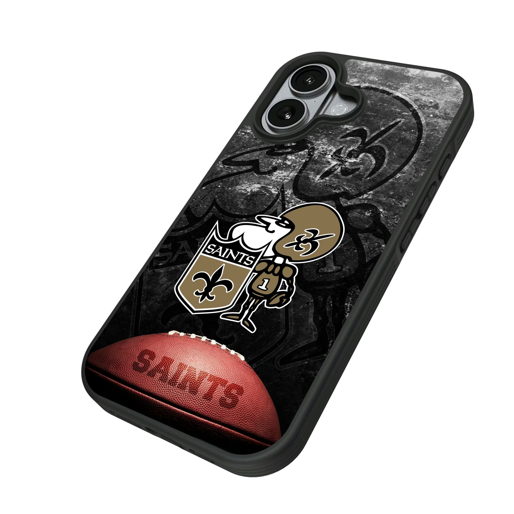 New Orleans Saints Historic Collection Legendary iPhone Bump Phone Case for Apple iPhone - Isometric View#Device_iPhone 17