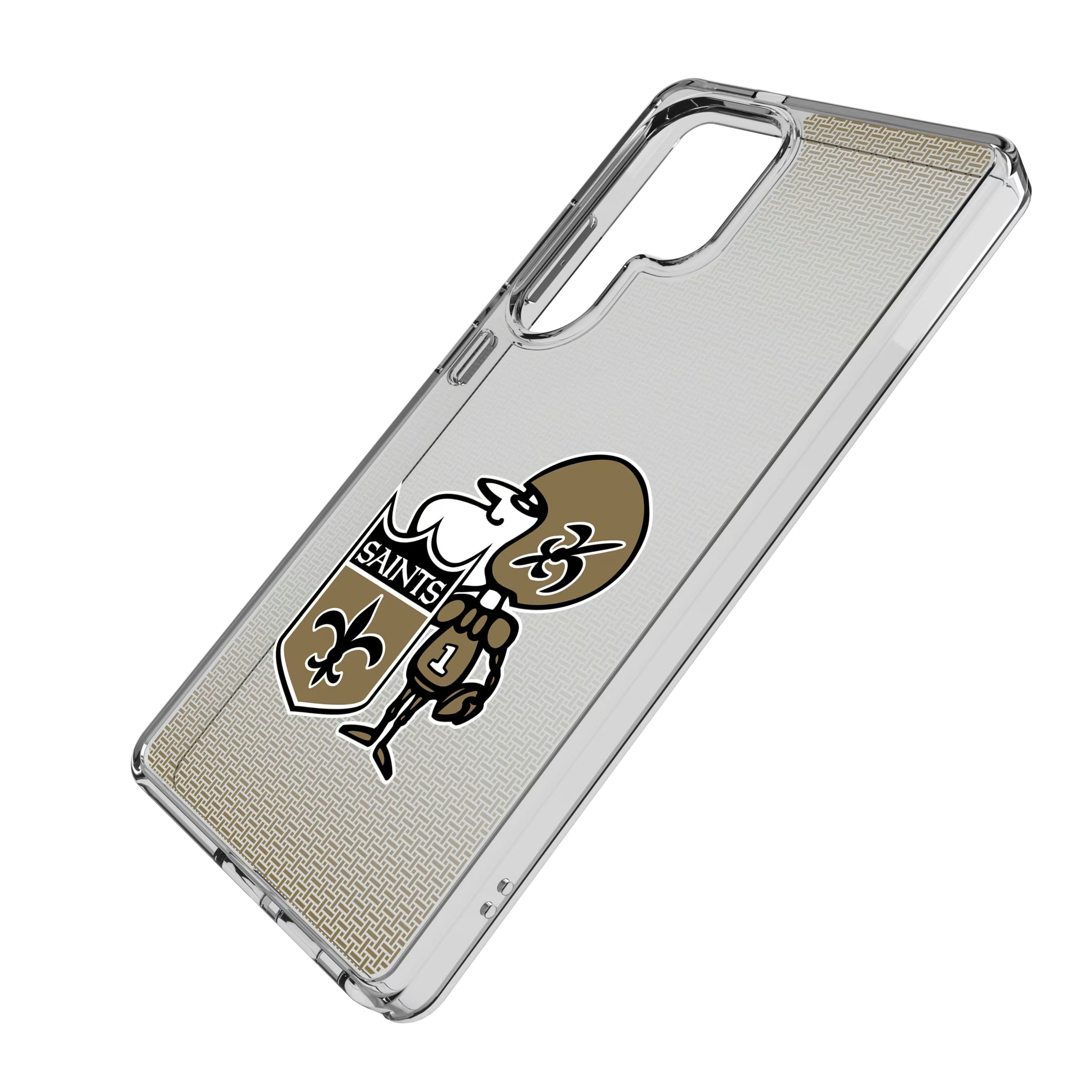 New Orleans Saints Historic Collection Linen Galaxy Clear Phone Case for Samsung Galaxy - Isometric View