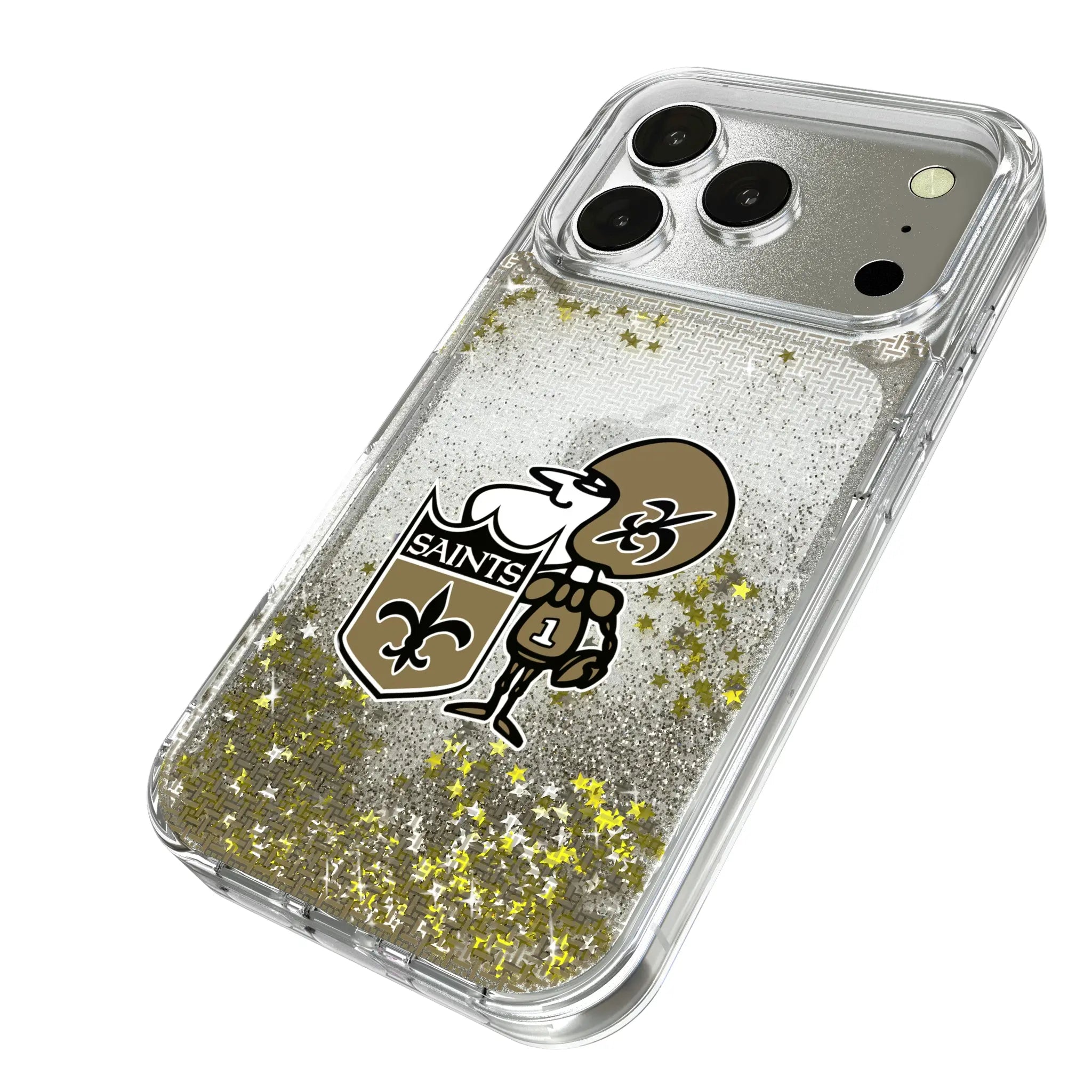 New Orleans Saints Historic Collection Linen iPhone Glitter Phone Case for Apple iPhone - Isometric View