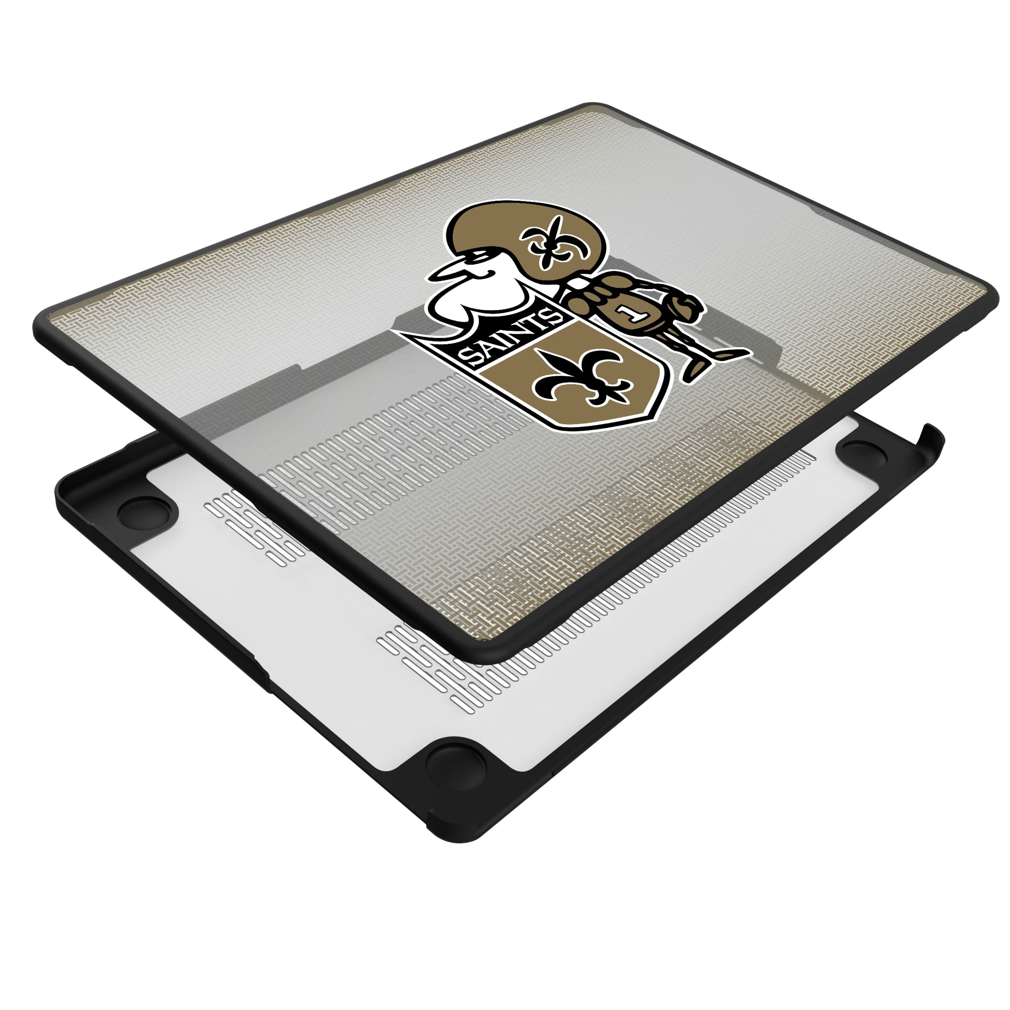 New Orleans Saints Historic Collection Linen MacBook Laptop Case for Apple MacBook - Isometric View#Device_MacBook Pro (14-inch, 2021) / MacBook Pro (14-inch, 2023) / MacBook Pro (14-inch, 2024)
