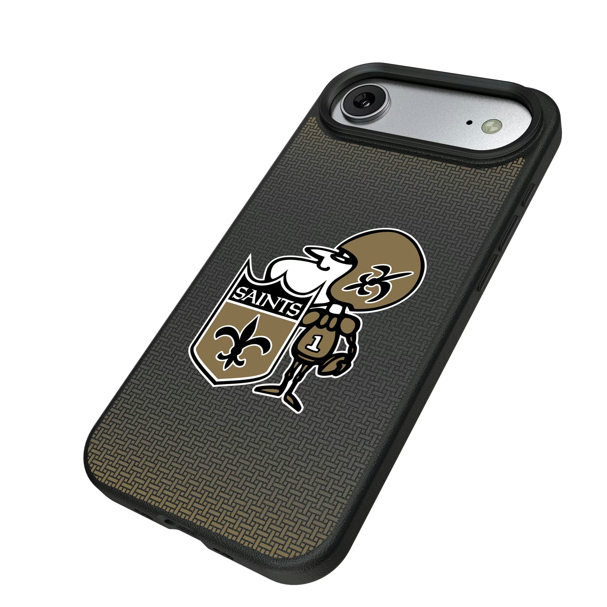 New Orleans Saints Historic Collection Linen iPhone MagSafe Compatible Phone Case for Apple iPhone - Isometric View#Device_iPhone Air