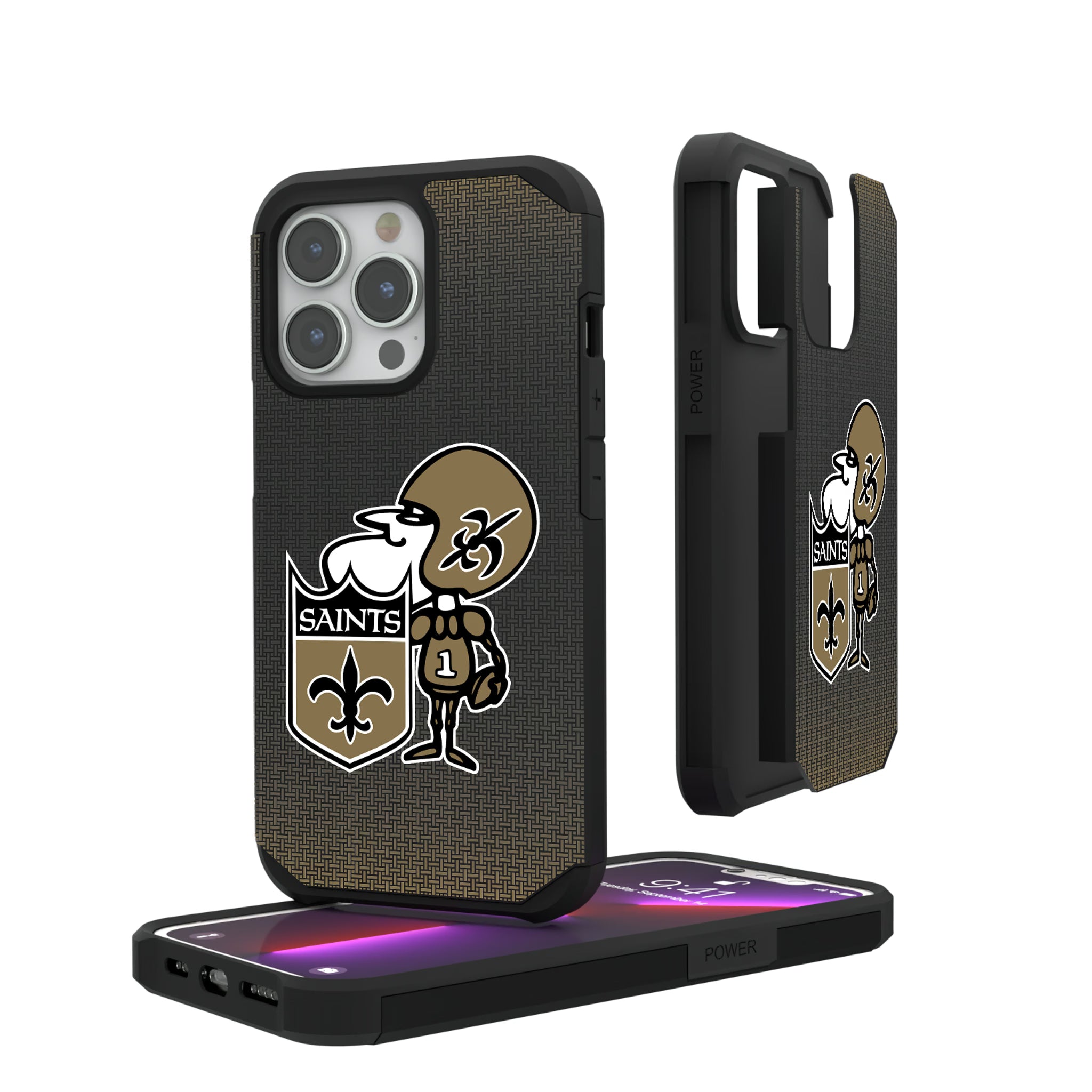New Orleans Saints Historic Collection Linen iPhone Rugged Phone Case for Apple iPhone#Device_iPhone 13 Pro