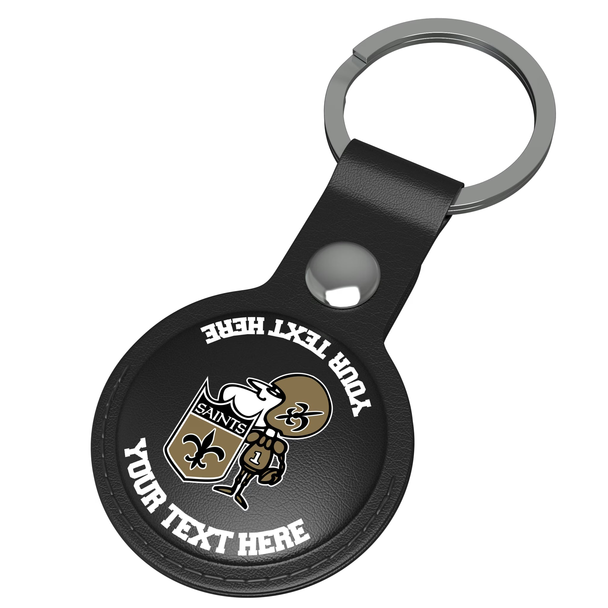 New Orleans Saints Historic Collection Personalized Insignia AirTag Black Airtag Holder - Isometric View