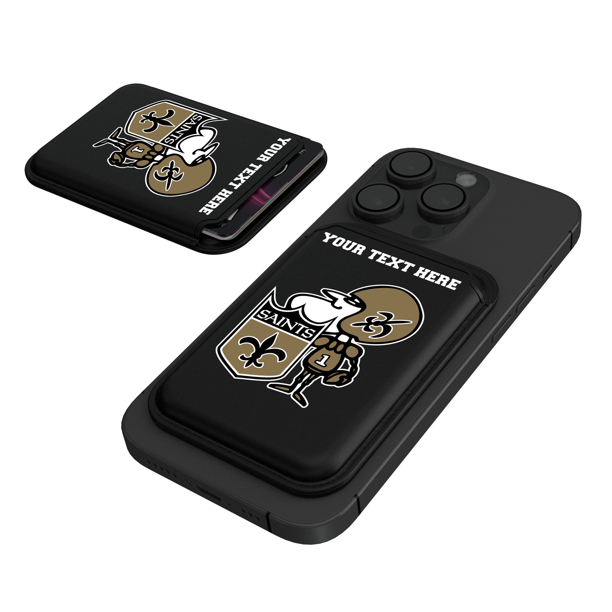 New Orleans Saints Historic Collection Personalized Insignia Black Magnetic Credit Card Wallet