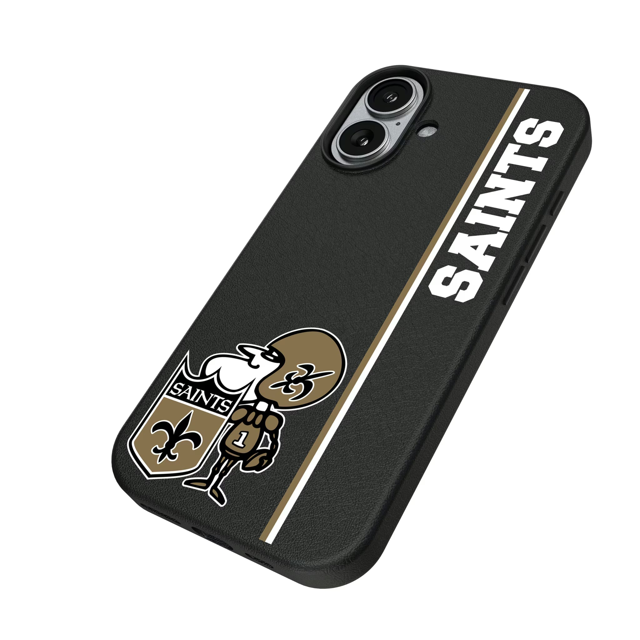 New Orleans Saints Historic Collection Sidebar iPhone MagSafe Compatible Phone Case for Apple iPhone - Isometric View#Device_iPhone 17