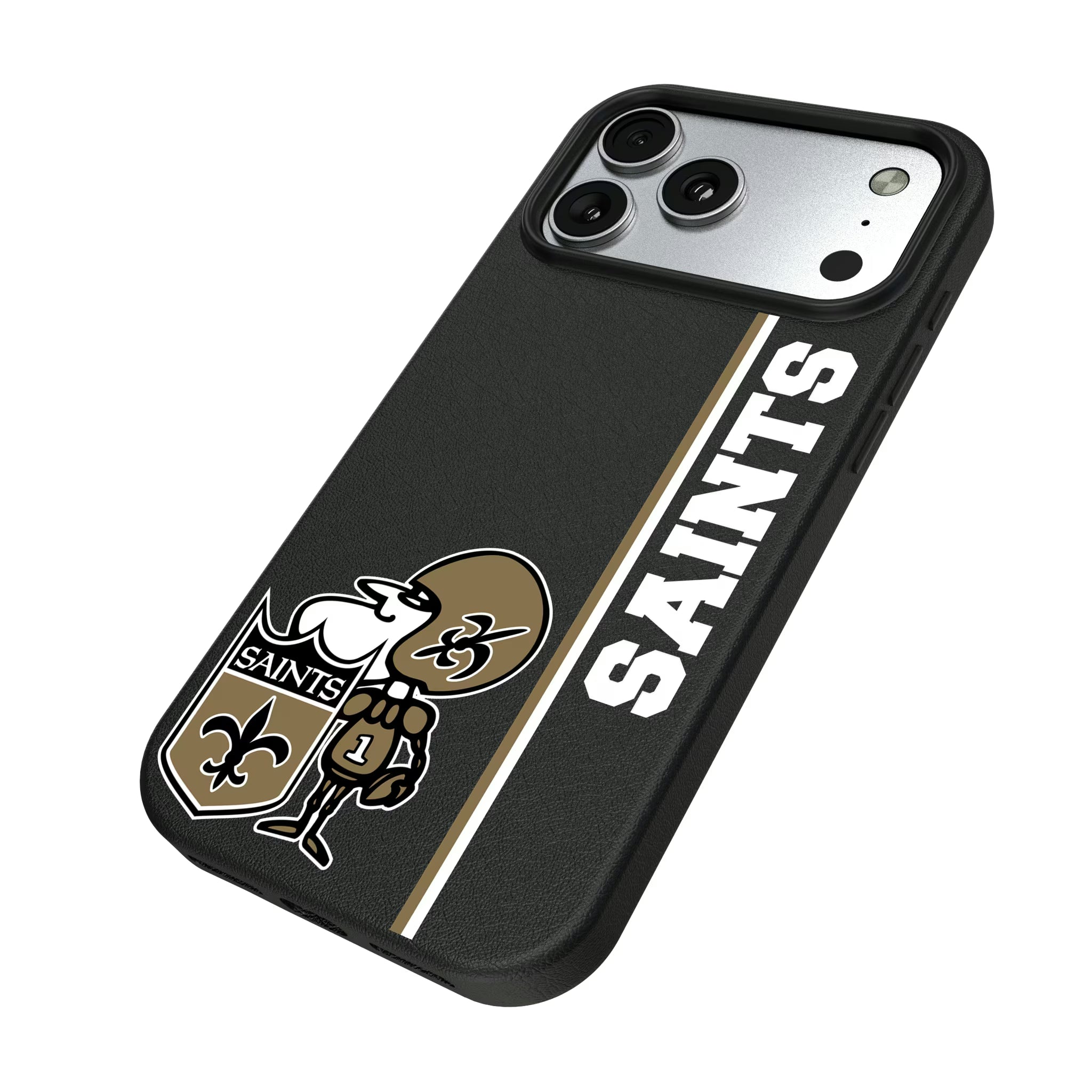 New Orleans Saints Historic Collection Sidebar iPhone MagSafe Compatible Phone Case for Apple iPhone - Isometric View#Device_iPhone 17 Pro Max