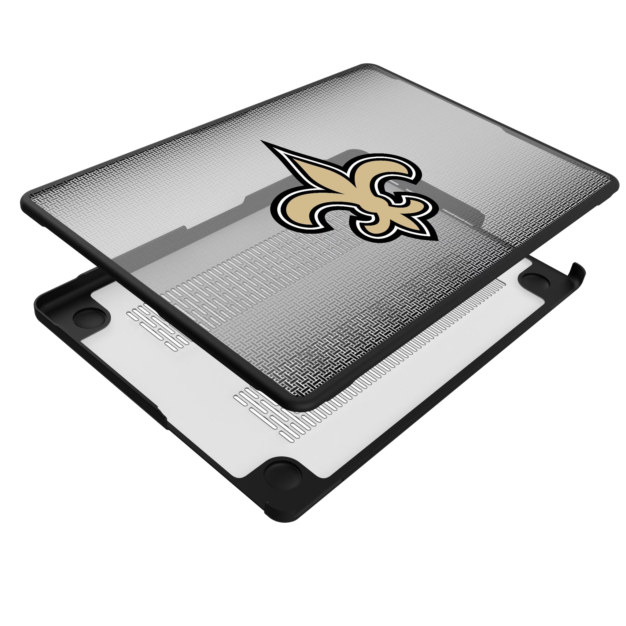 New Orleans Saints Linen MacBook Laptop Case for Apple MacBook - Isometric View#Device_MacBook Pro (14-inch, 2021) / MacBook Pro (14-inch, 2023) / MacBook Pro (14-inch, 2024)