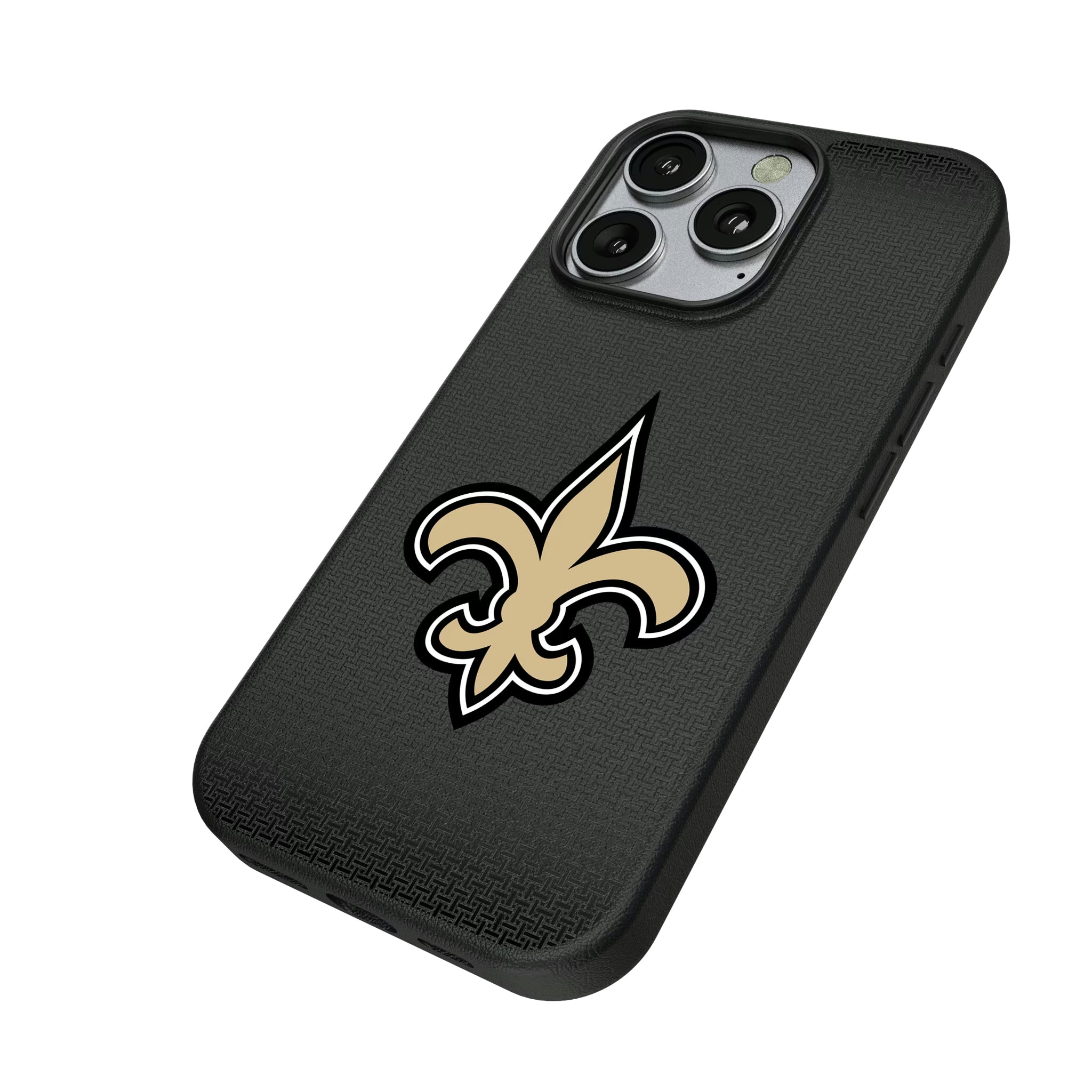 New Orleans Saints Linen iPhone MagSafe Compatible Phone Case for Apple iPhone - Isometric View